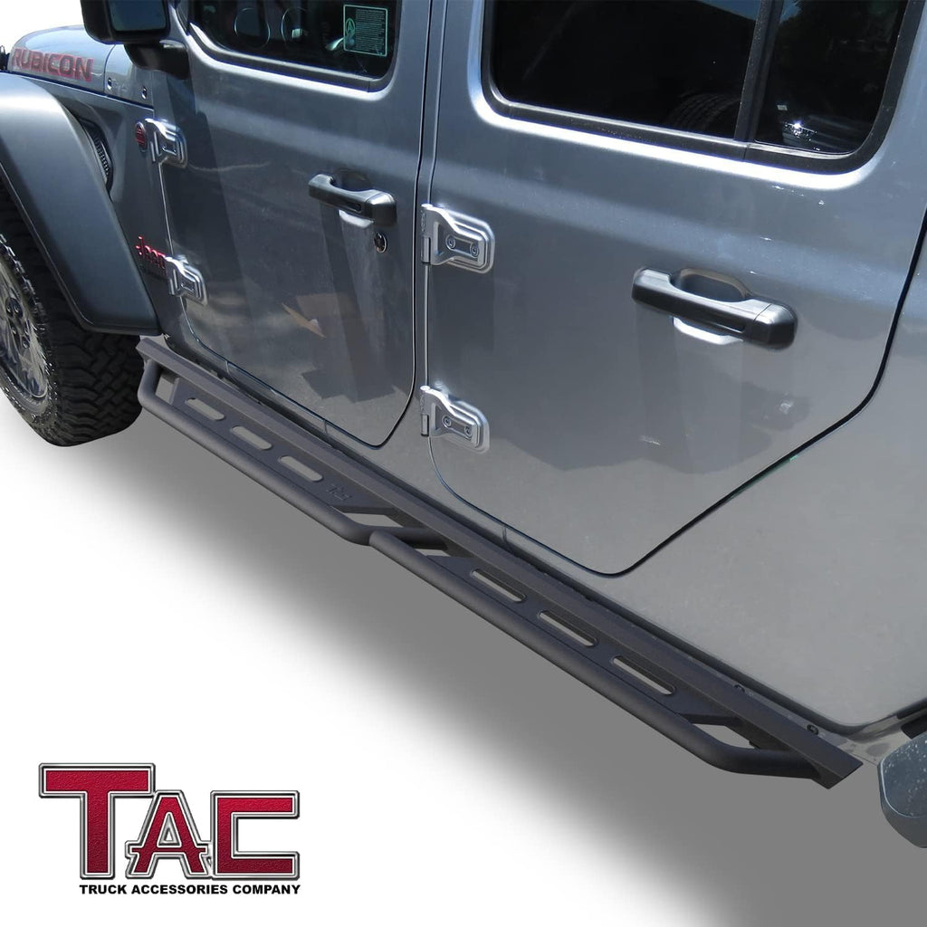 TAC Running Boards Fit 2020-2026 Jeep Gladiator JT Rocker Steps Pickup Truck Side Steps Nerf Bars Rock Slider Armor Off-Road Accessories Fine Texture Black (2pcs)