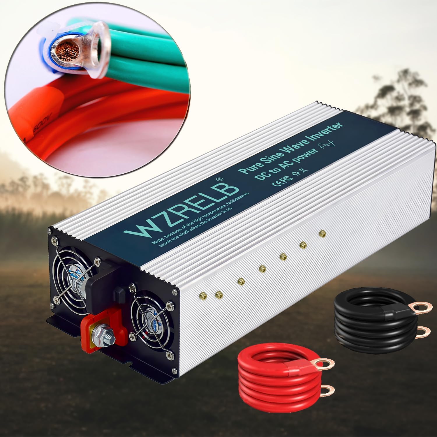 WZRELB 3500W Pure Sine Wave Inverter 48V DC to 110V 120V AC with LED Display,Remote Controller,Off-Grid Power Converter 7000W Surge with Dual AC Outlets, Hardwire Terminal for Home, RV, Truck, Camping