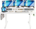 YDN Electric Standing Desk with Drawers, Adjustable Height Stand Up Desk, 59 inch Electric Sit Stand Computer Desk for Home Office, White