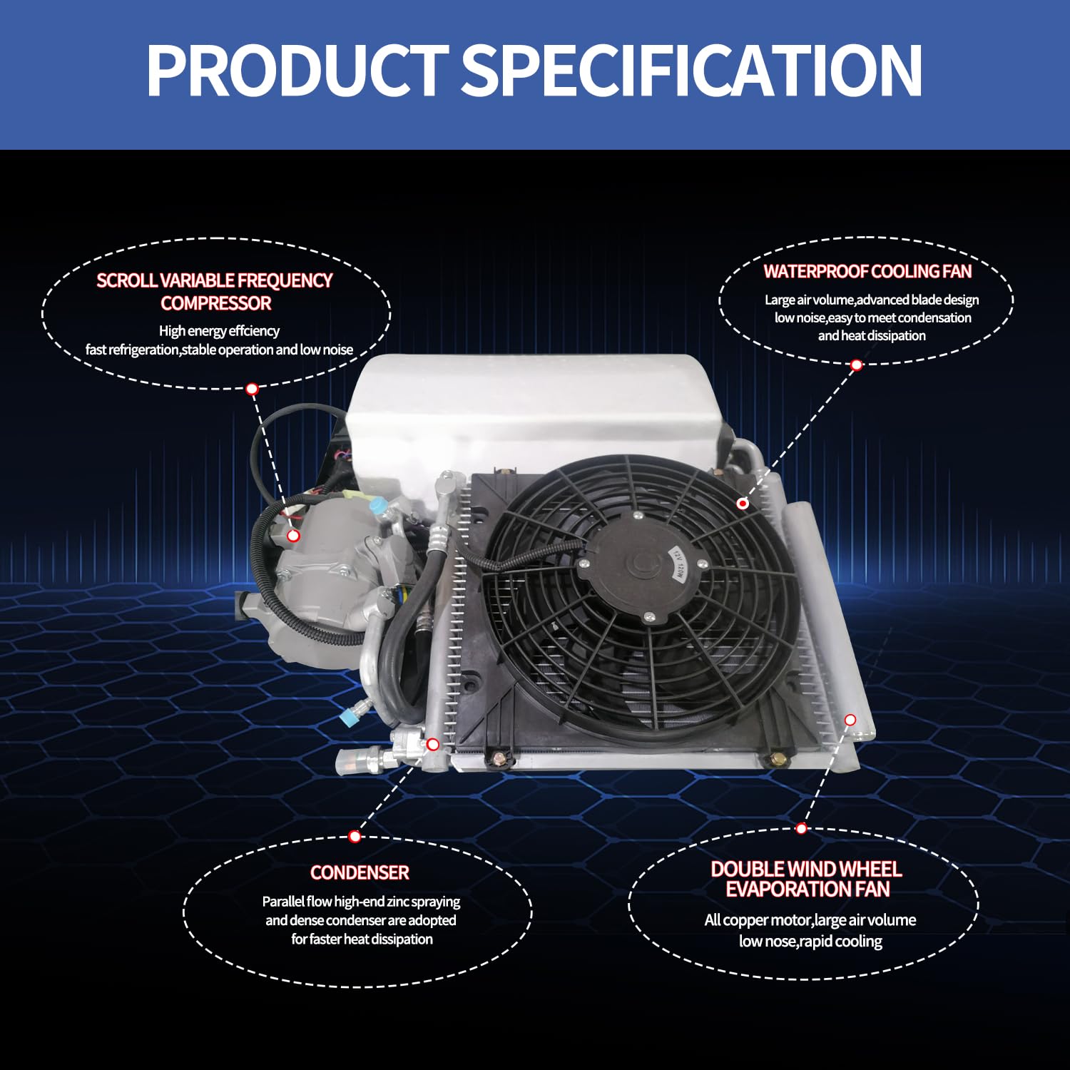 24V dc Truck Camper Van Air Conditioner 9000BTU Universal 24 Volt Electric RV Automotive Split Air Conditioning ac Unit for semi trucks RV Motorhome Crane Tractor (White - rv ac)