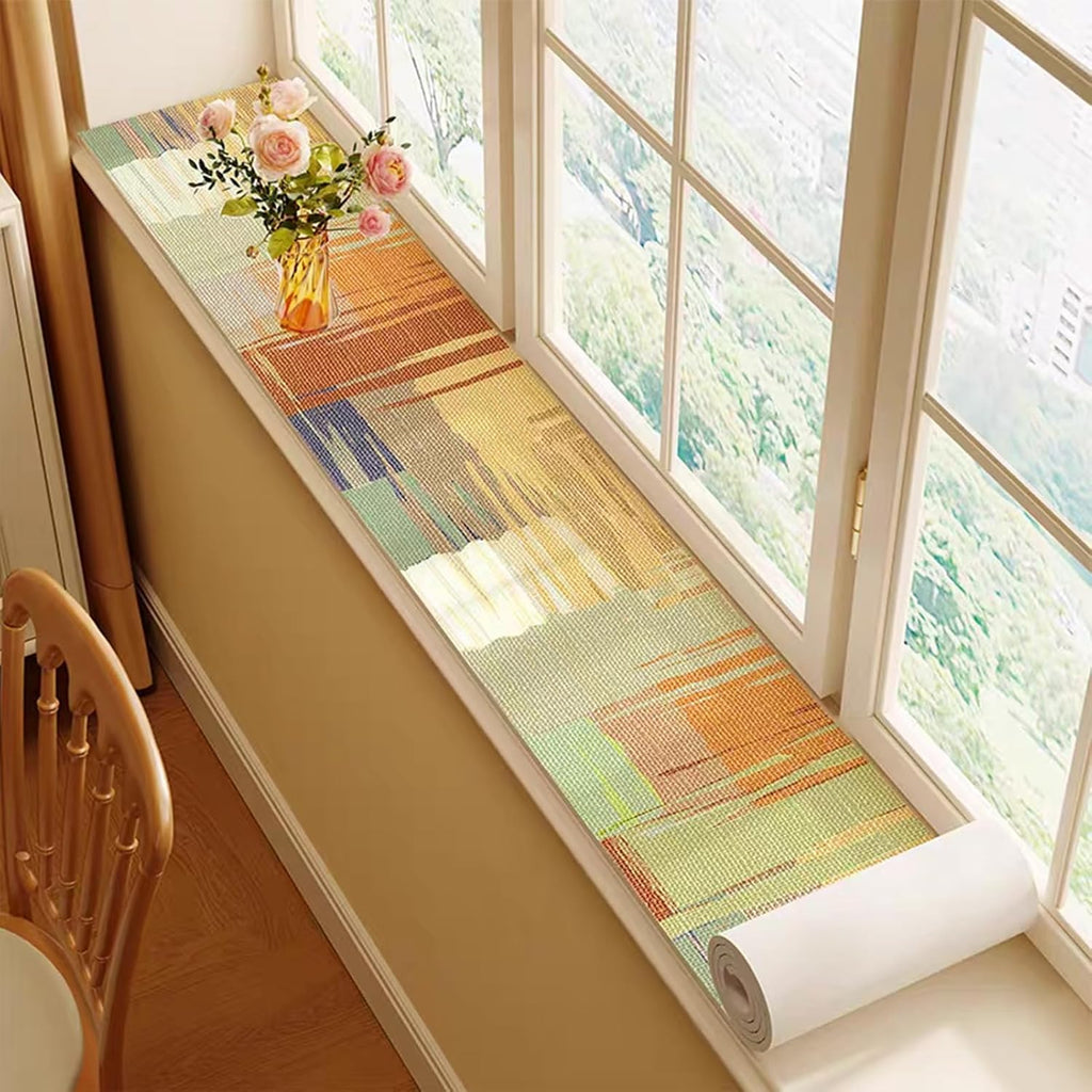Decorative Window Sill Mat with Pattern, Waterproof Scratch Windowsill Cushion for Dogs/Cats/Plants, Narrow Bay Window Protector Cover, Cut-to-Size(27x59in/70x150cm)