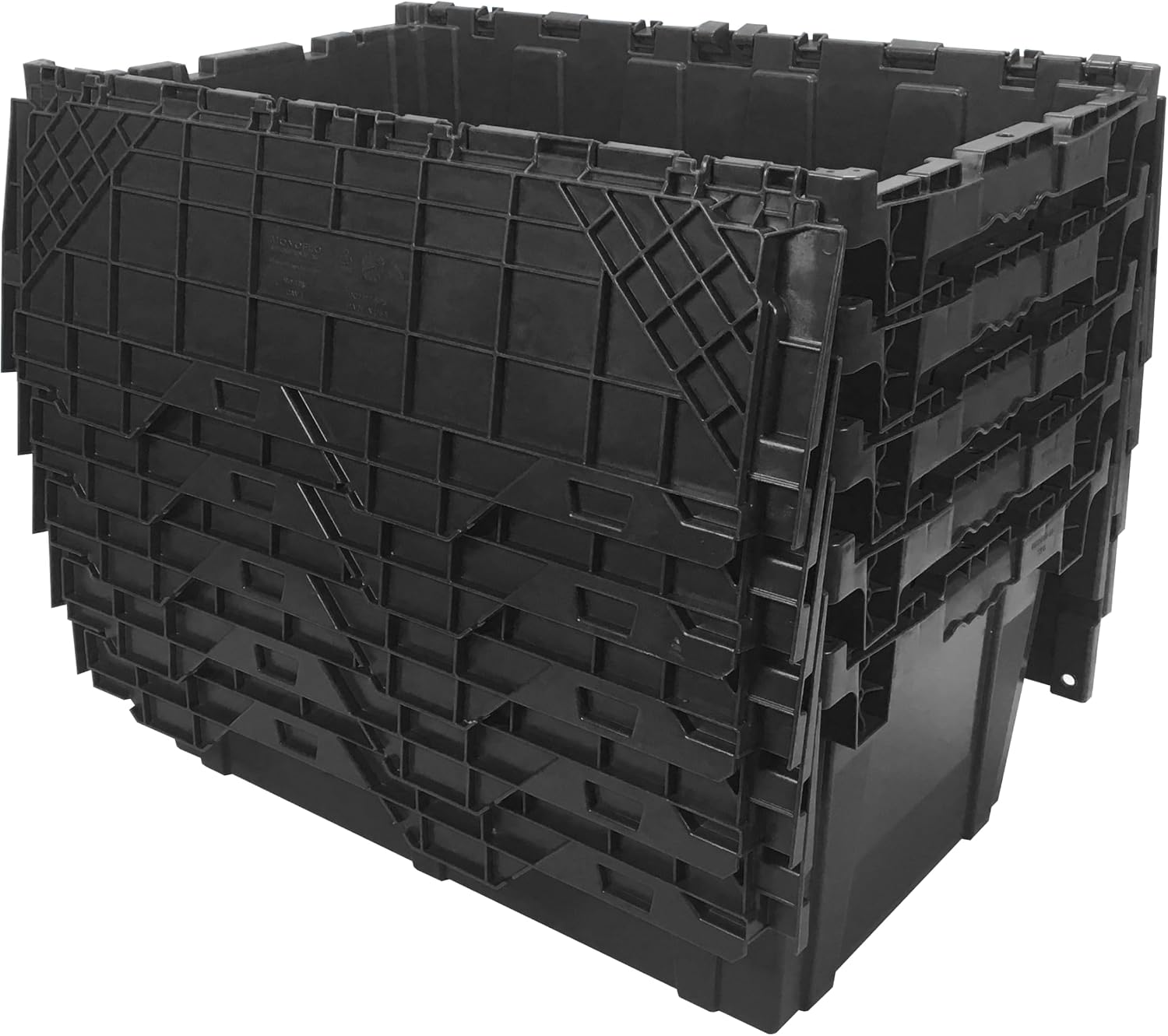 Uboxes Storage Crate, 5 Pack Black Plastic Rectangle Storage Boxes, 27 x 17 x 12 inches, Stackable Waterproof Crates for Organizing Closets, Garage, Kitchen, Outdoor Activities