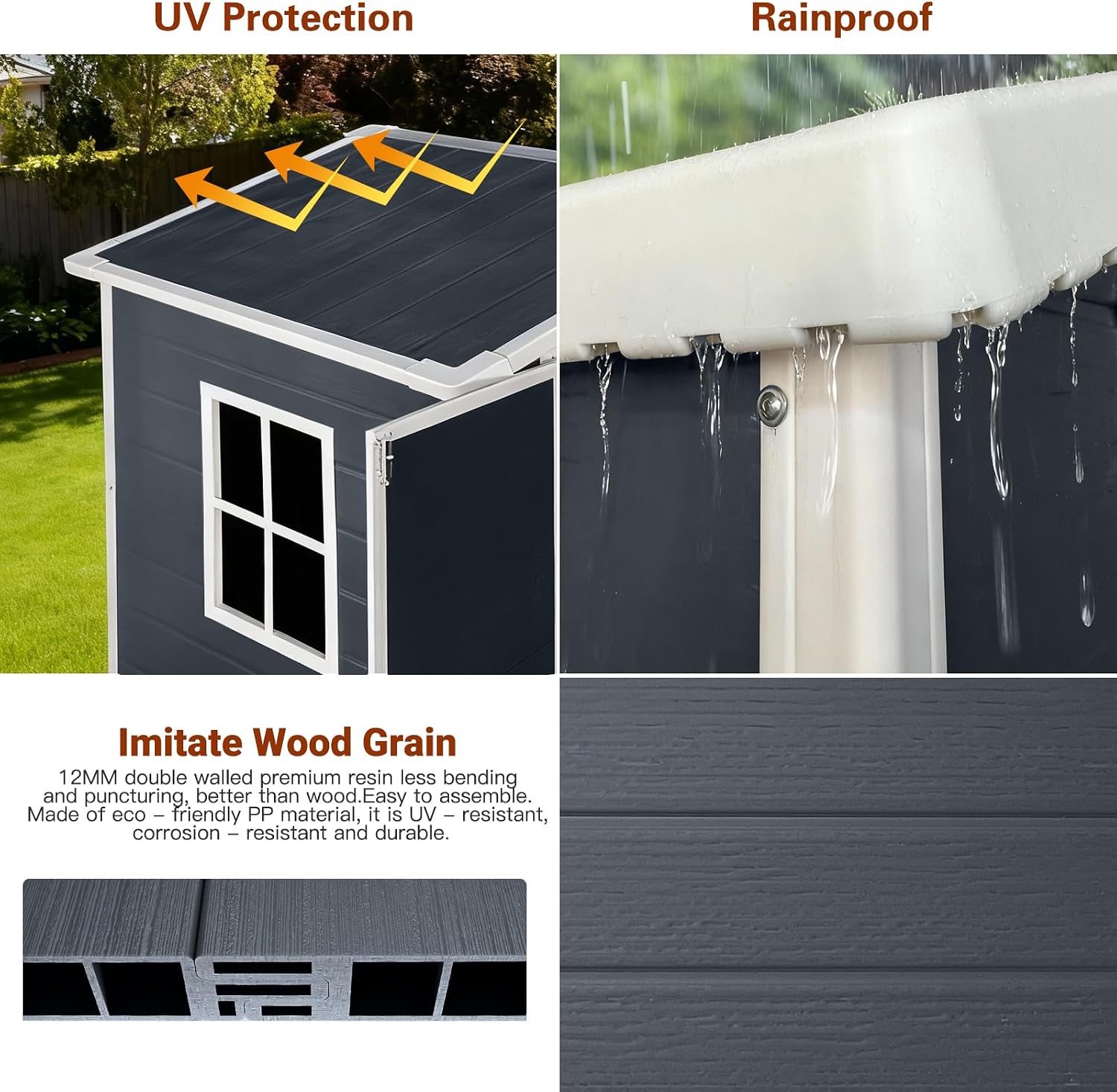 YOPTO 6x4 FT Storage Shed,Plastic Outdoor Storage Shed with Floor and Lockable Door,Waterproof Garden Shed W/Windows & Vents,Sloped Roof,Tool House for Storing Bicycles,Lawnmowers,Cold Grey