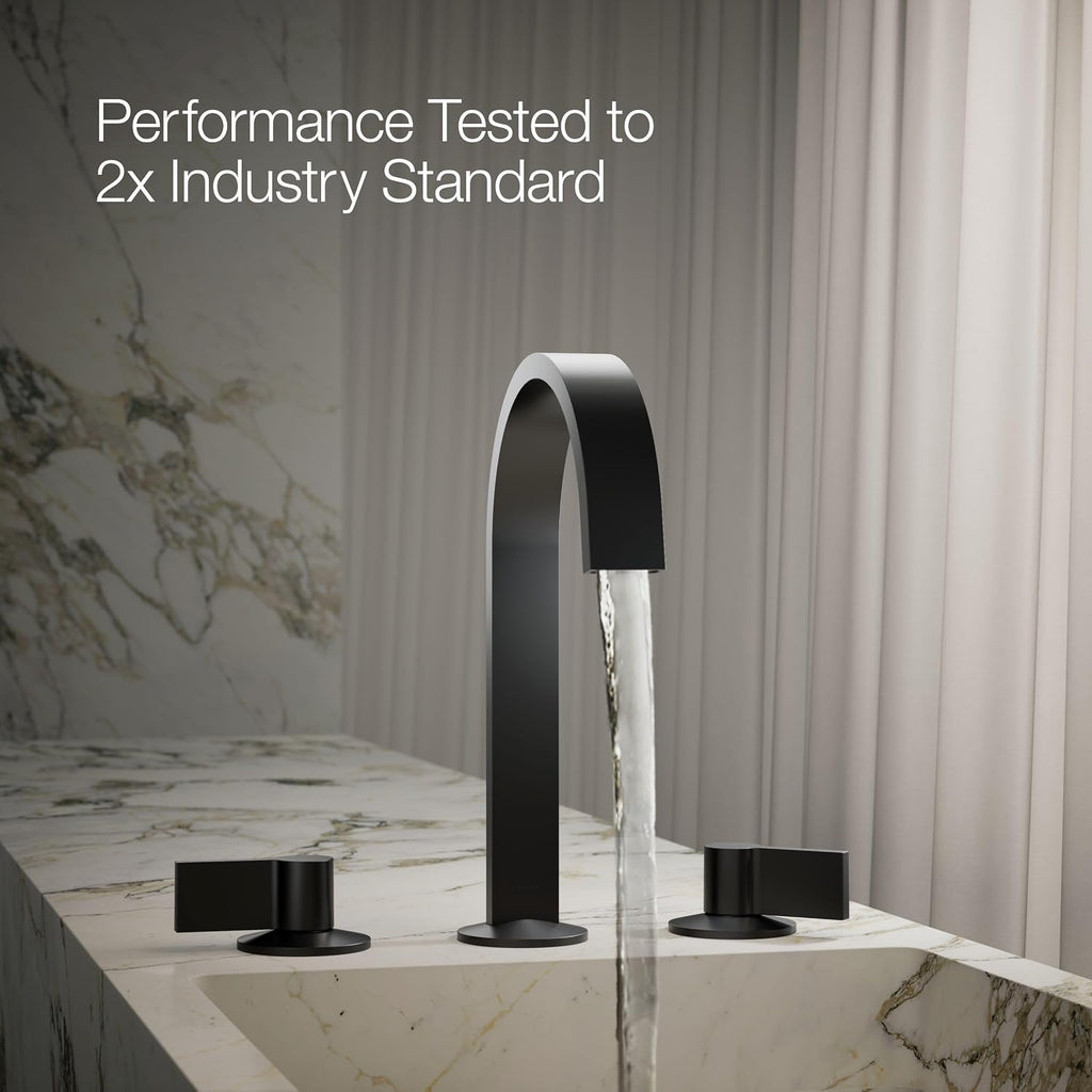 Kohler 77968-BL Components® Bathroom Sink Faucet spout with Ribbon Design, 1.2 gpm, Matte Black