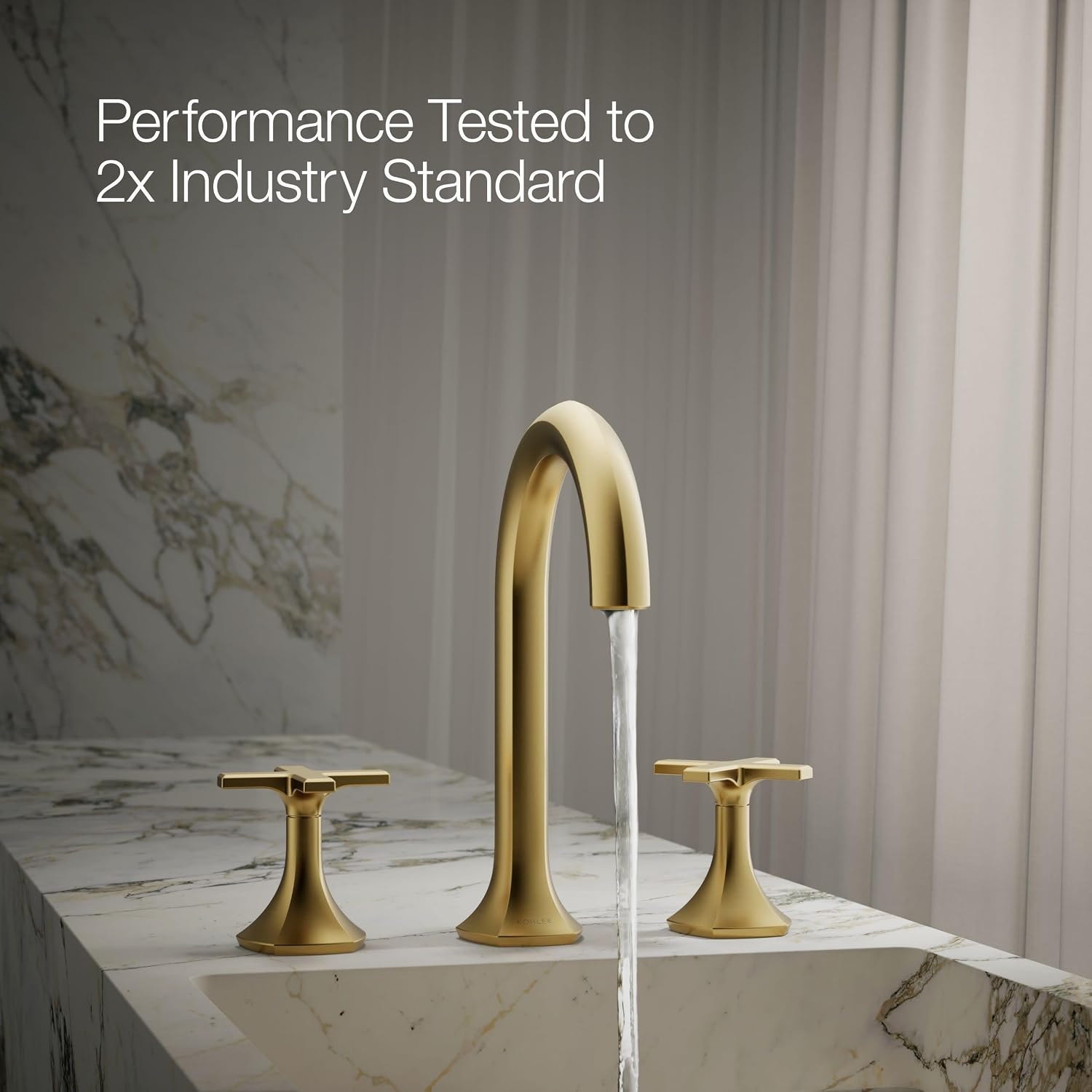 Kohler 27010-3-2MB OCCASION™ Cross bathroom sink faucet handles, Vibrant Brushed Moderne Brass