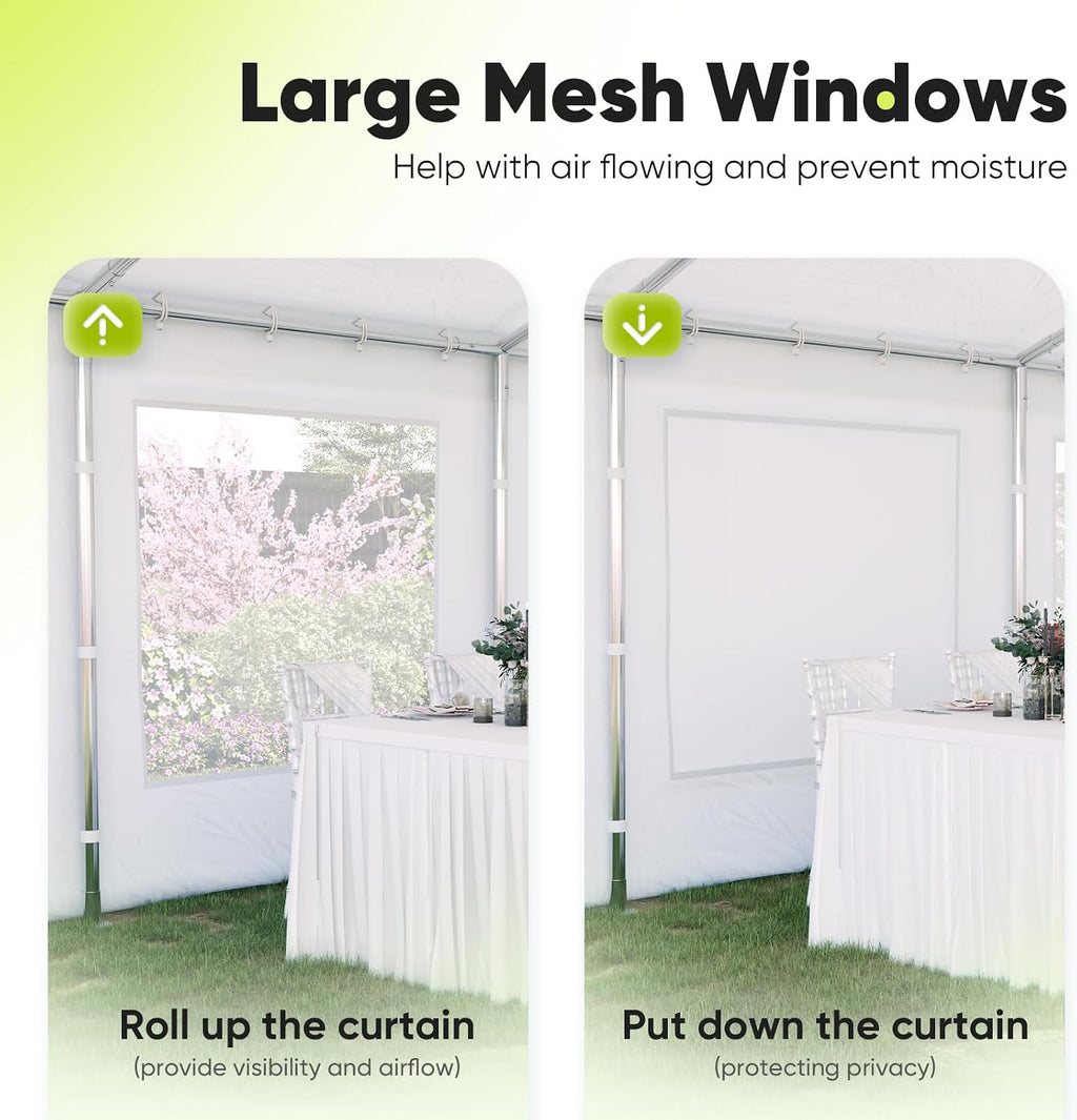 Quictent 20x20 Heavy Duty Party Tent with Roll-up Ventilated Mesh Windows&Cover, Outdoor Event Shelter for Parties Wedding Carports Canopy BBQ