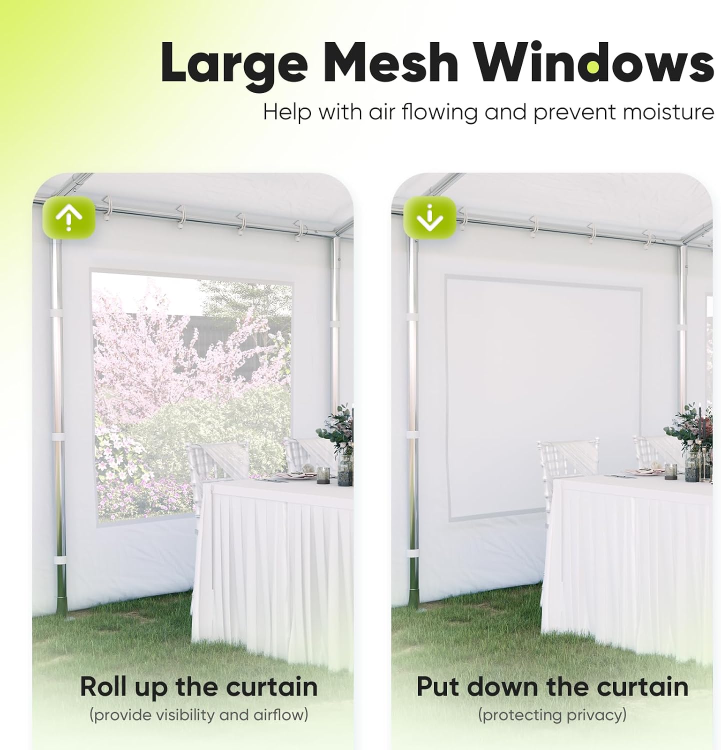 Quictent 20x20 Heavy Duty Party Tent with Roll-up Ventilated Mesh Windows&Cover, Outdoor Event Shelter for Parties Wedding Carports Canopy BBQ