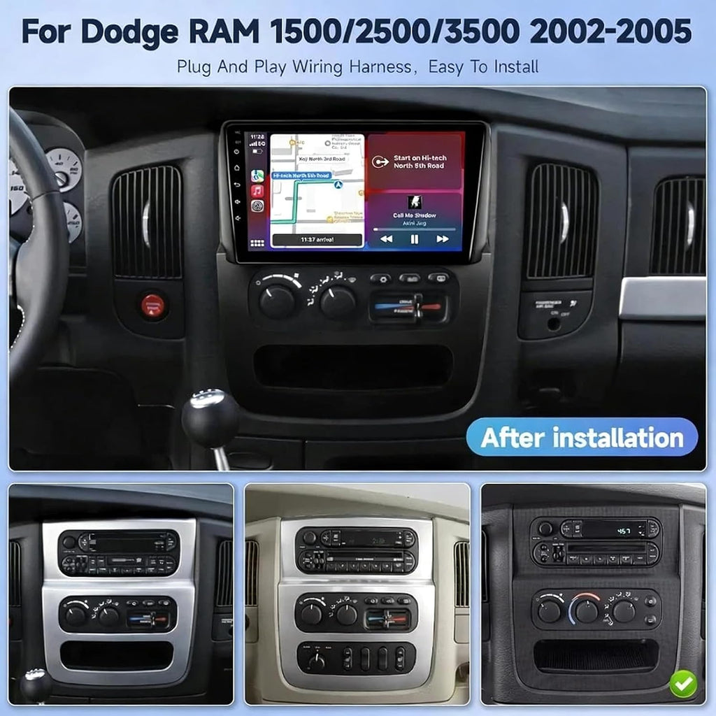 Android 13 Car Radio Stereo for Dodge Ram 1500 2500 3500 2002-2005 with Wireless Apple Carplay Android Auto, 9'' Touch Screen for RAM 1500 Head Unit Bluetooth HiFi, FM, GPS, WiFi, SWC, Mic, Backup Cam