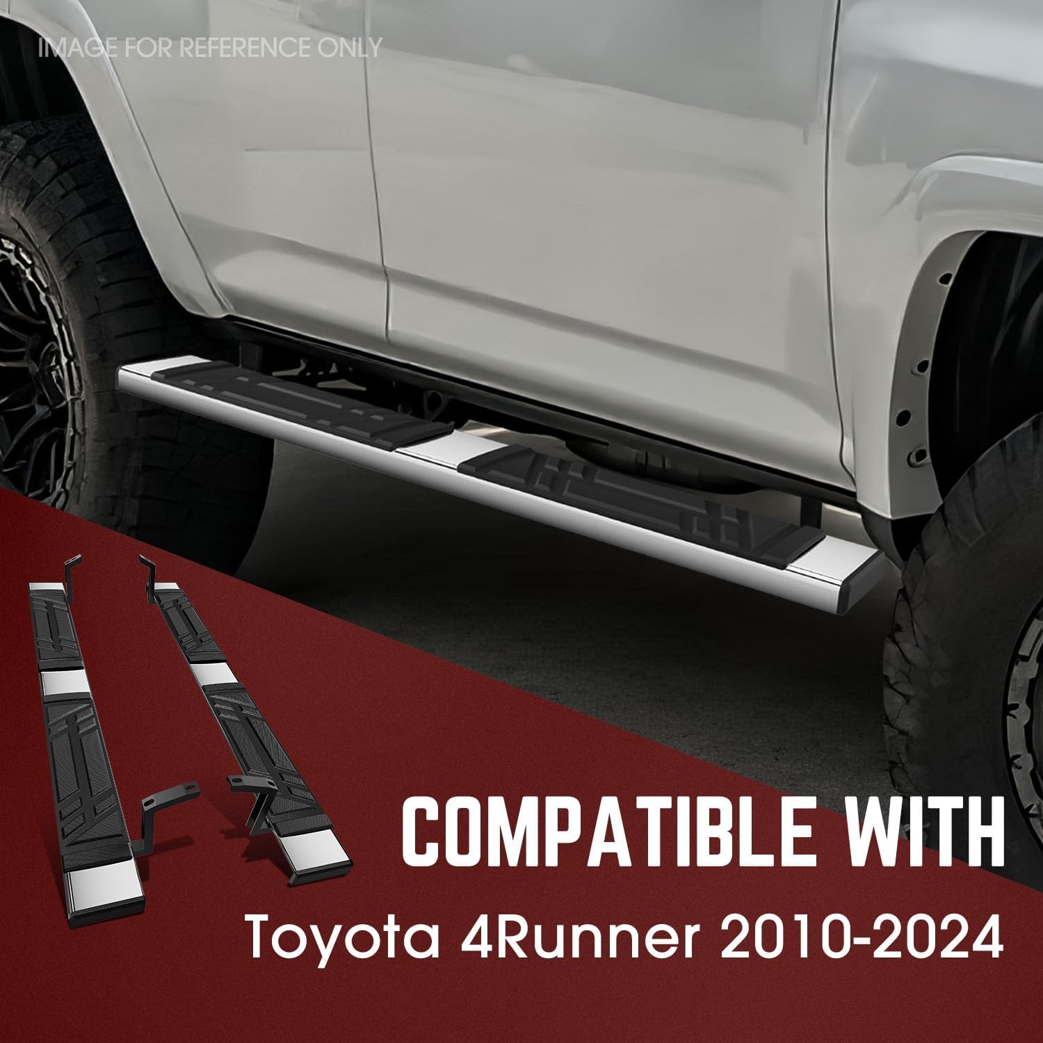 DNA Motoring 6.5 Inches Flat Board Side Steps Running Boards Compatible with 2010-2024 Toyota 4Runner, STEPB-U-4RN10-T1