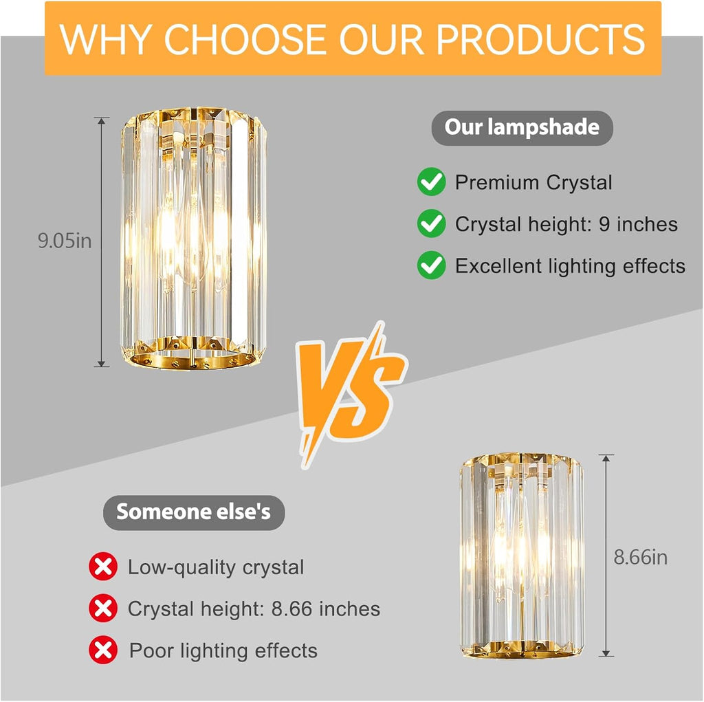 Gold Pendant Lighting Modern Pendant Light Mini Crystal Chandeliers Adjustable Pendant Light Fixture for Kitchen Island Dinning Room Corridor Bedroom(Gold 3-Pack)