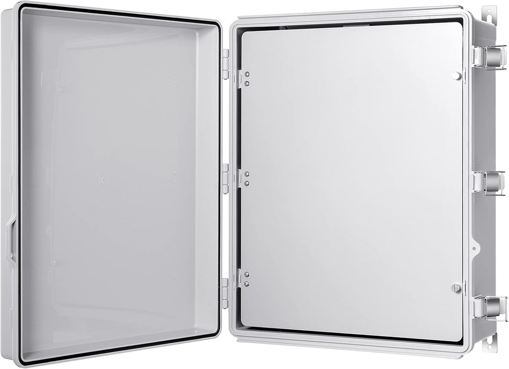 Gratury Junction Box, IP67 Waterproof Plastic Enclosure for Electrical Project, Hinged Grey Cover, Includes Mounting Plate and Wall Bracket (Grey Cover with Inner Door, 20'×16.1'×7.9')