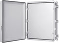 Gratury Junction Box, IP67 Waterproof Plastic Enclosure for Electrical Project, Hinged Grey Cover, Includes Mounting Plate and Wall Bracket (Grey Cover with Inner Door, 20'×16.1'×7.9')
