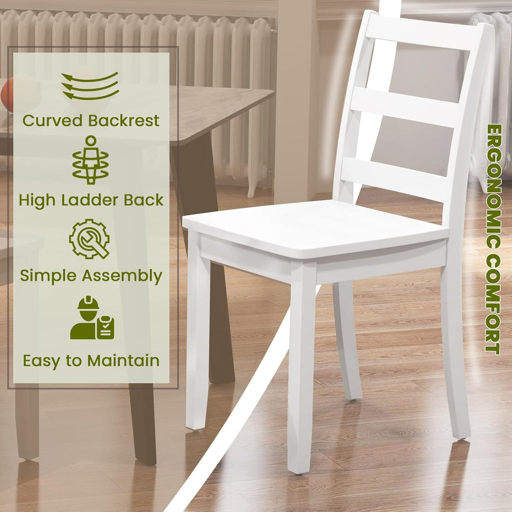 NAFORT Wood Dining Chairs Set of 6, High Ladder Back Kitchen Side Chair with Solid Rubber Wood Legs, Max Load of 400 Lbs, Modern Restaurant Chairs for Kitchen and Dining, Home Workspace