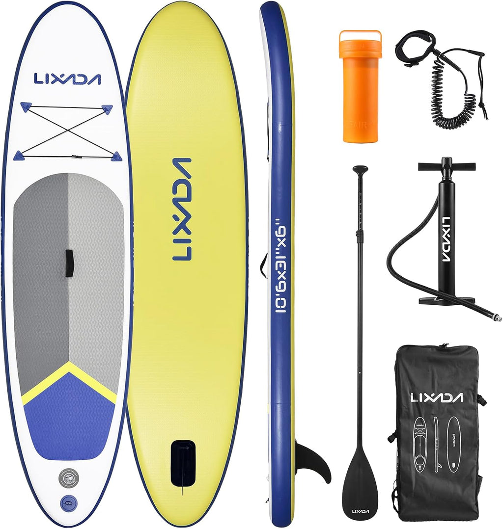 Lixada Inflatable Paddle Board Kit Inflatable Stand Up Paddle Board 12'6'x 32' x 6' with Backpack Non-Slip Deck Paddleboarding Complete Kit for Youth Adults