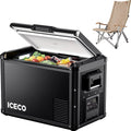 ICECO VL45 ProS 12V Refrigerator with Multi-directional Lid, 12 Volt Portable Fridge Powered by SECOP, 47Qt, 0℉-50℉, Dual USB & DC 12/24V, AC 110-240V, for Car, Van, Outdoor|With Camping Chair Camel