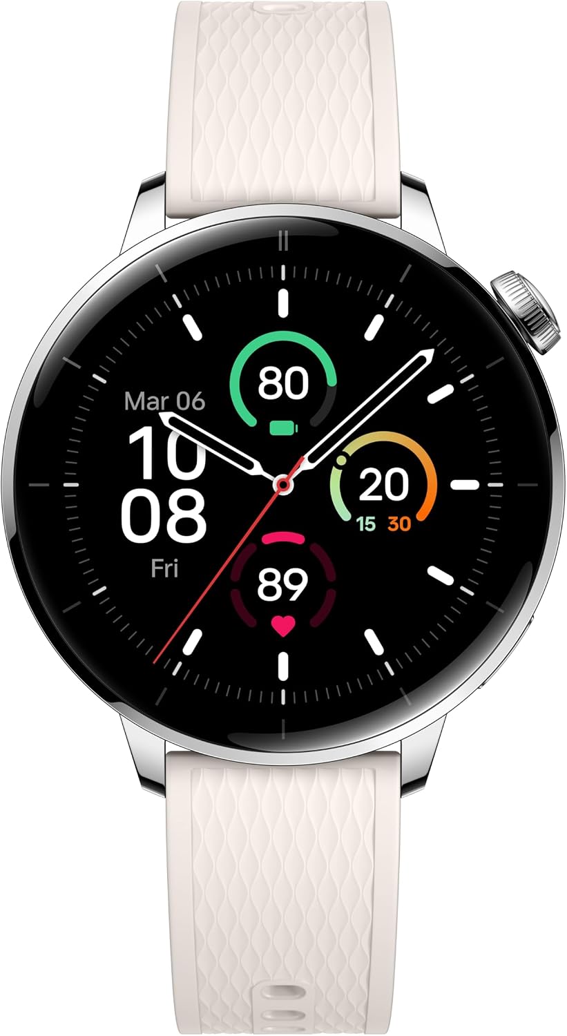 OnePlus Watch 3 43mm Silver Steel, 1.32-Inch Round Display, Silver Steel, WearOS, 32GB Storage, Sleep Tracking, 345mAh Battery, Bluetooth, Lithium Ion, Multi-GNSS, not Compatible with iOS