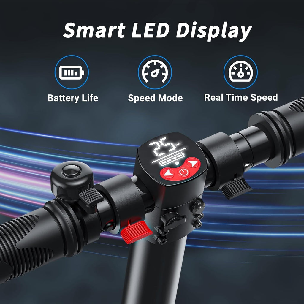 Caroma Electric Scooter Adults Peak 450W, 16-21 Miles Range E Scooter, Safe Speed Control Scooter with Smart LED Display Max 16 MPH, Lightweight Foldable E-Scooter,Electric Scooter for Kids,Gift Idea