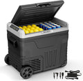 Antarctic Star 12 Volt Refrigerator,53QT(50L)Electric Cooler Compressor, Portable Refrigerator -4℉~68℉,Car Fridge 12/24V DC 100-240V AC,Portable Freezer with Wheels&2 Baskets for Camping,Travel,BLACK