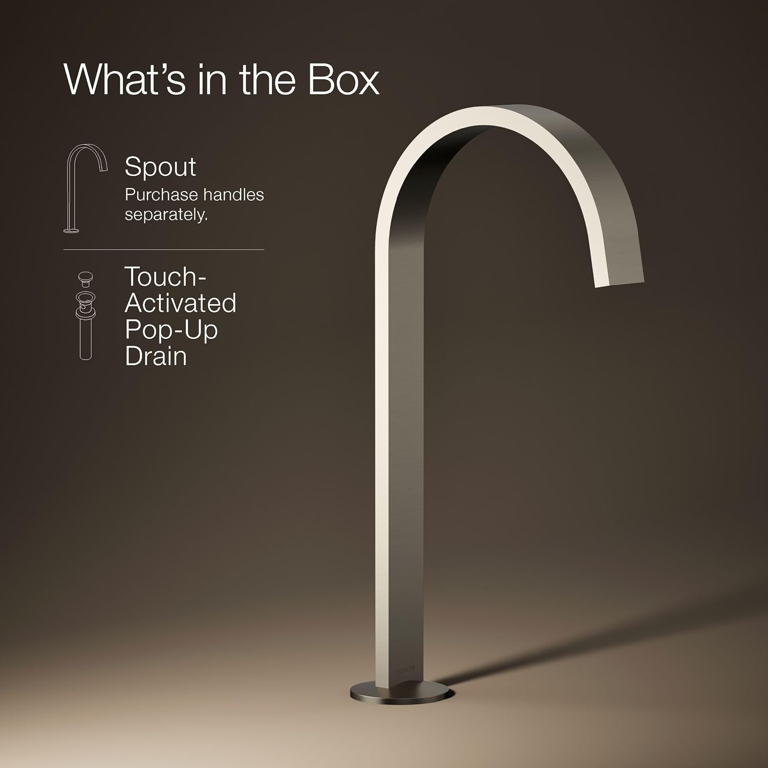 Kohler 77966-BN Components® Bathroom Sink Faucet spout with Ribbon Design, 1.2 gpm, Vibrant Brushed Nickel