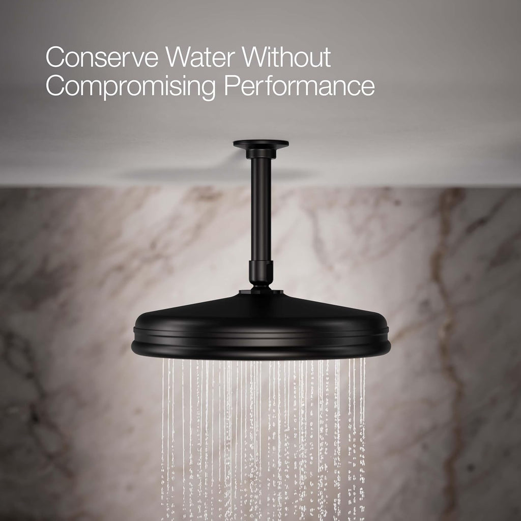 Kohler 13693-G-BL Traditional 10' single-function rainhead, 1.75 gpm, Matte Black