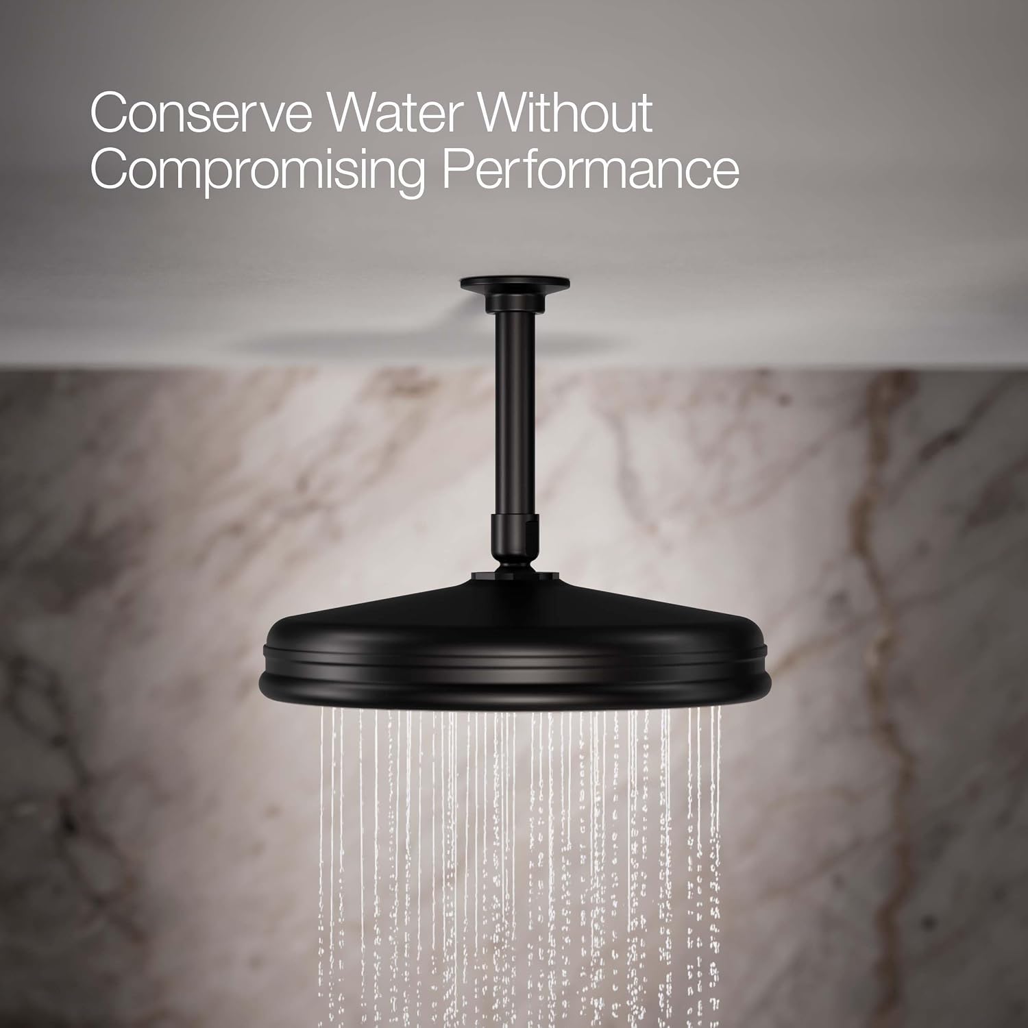 Kohler 13693-G-BL Traditional 10' single-function rainhead, 1.75 gpm, Matte Black