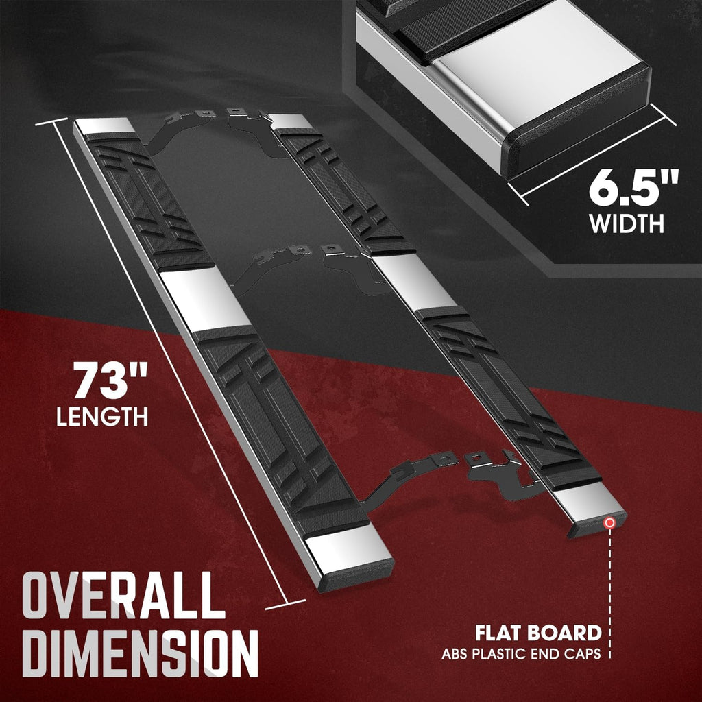 DNA Motoring 6.5' Flat Running Boards Side Step Nerf Rails Bars Compatible with Ford Ranger Extended Cab 2019-2023, STEPB-U-RGR19-T1-E