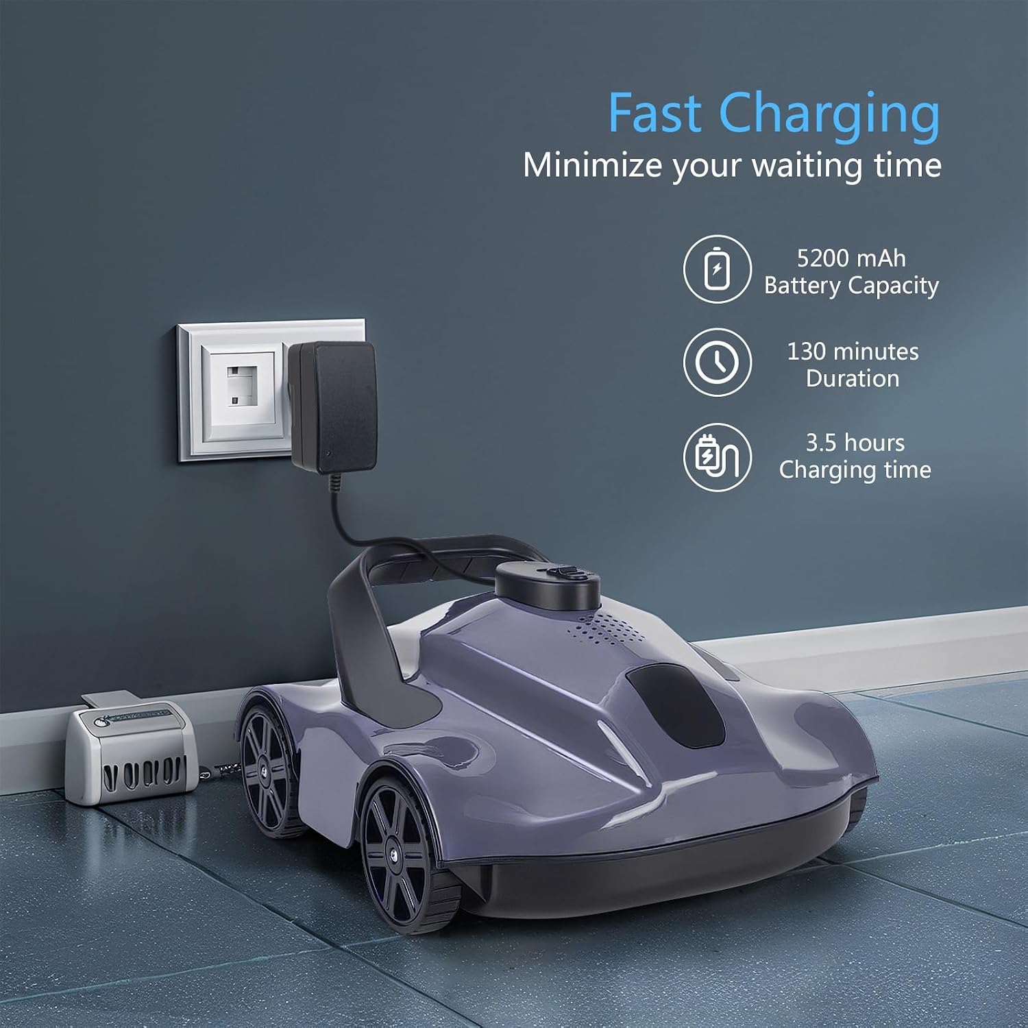 Pool Surface Skimmer Cleaner with Fine Filter, Lightweight Automatic Pool Vacuum Robot, Cordless Robotic Pool Cleaner for 1076 Sq.ft Pool