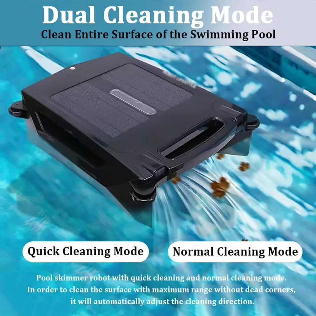 Solar Pool Surfaces Cleaner, Solar Robotic Pool Skimmer Cleaner, Cordless Robotic Pool Cleaner, Navigation Sensor, Daytime & Overnight Continuous Cleaning, Dual Charging Modes Cleaning