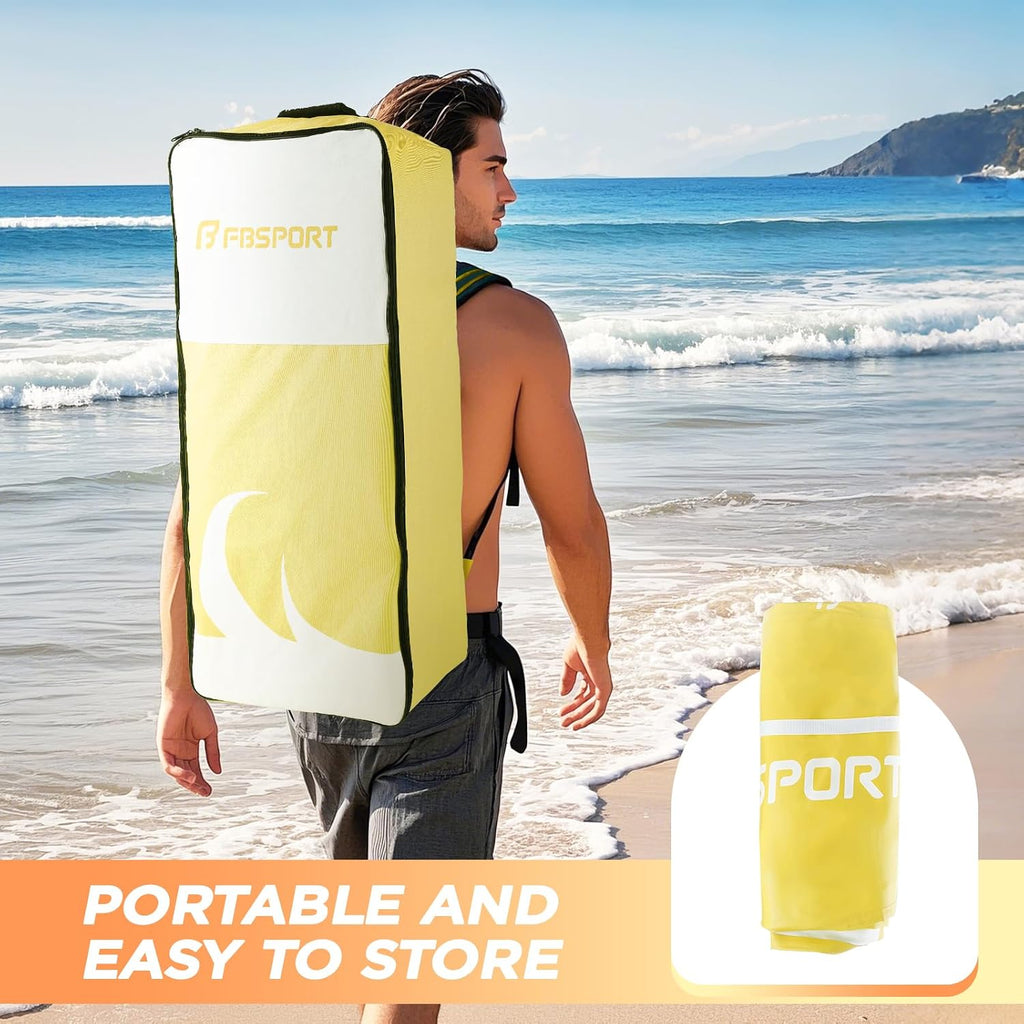 FBSPORT 11' Premium Stand Up Paddle Board, Yoga Board with SUP Accessories & Carry Bag | Wide Stance, Surf Control, Non-Slip Deck, Leash, Paddle and Pump for Youth & Adult