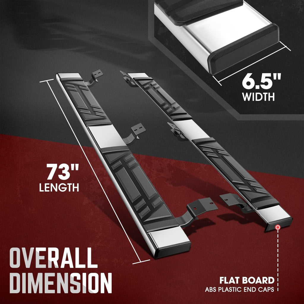 DNA Motoring 6.5' Flat Running Boards Side Step Nerf Rails Bars Compatible with 2005-2023 Toyota Tacoma Extended Cab, STEPB-U-TAC05-T1-E