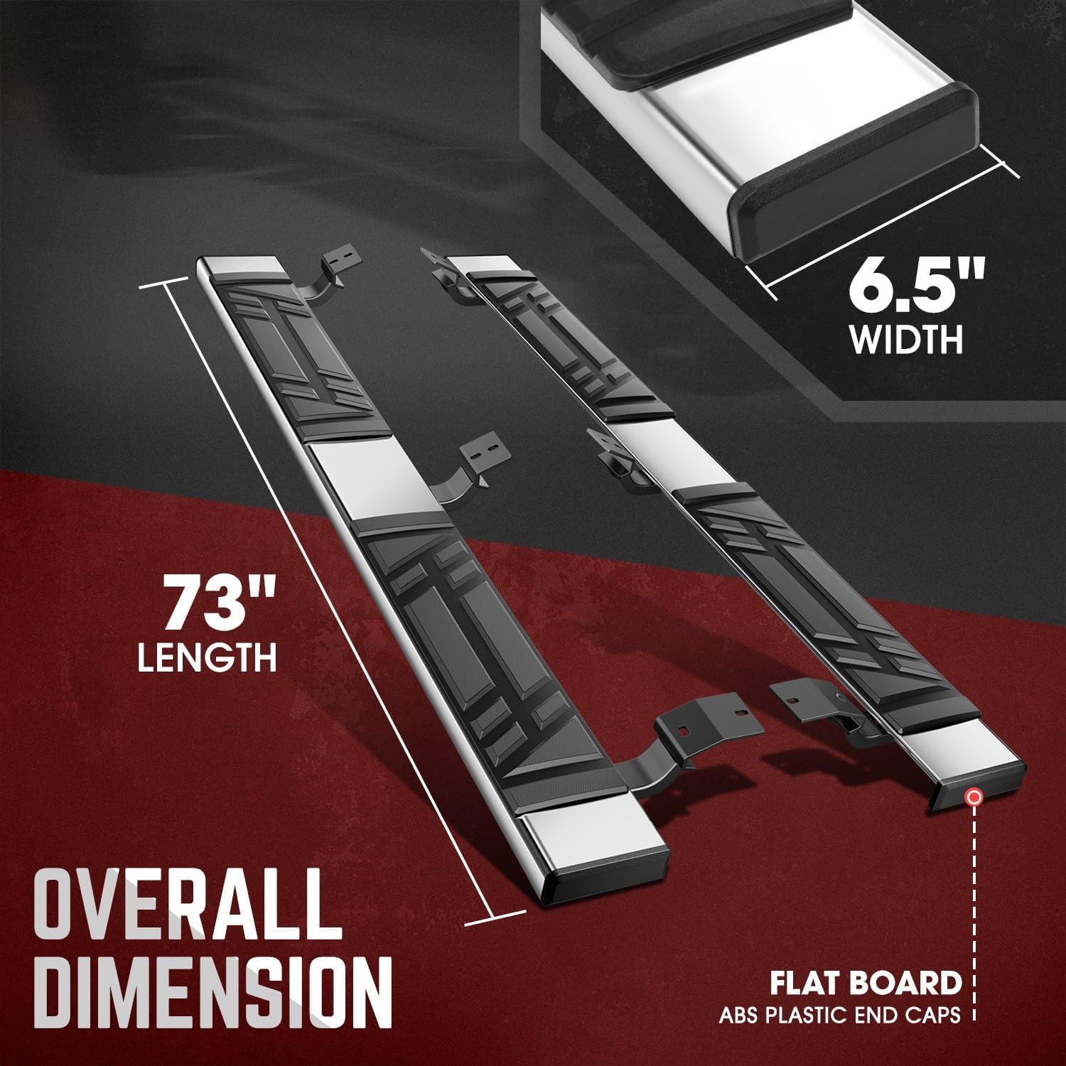 DNA Motoring 6.5' Flat Running Boards Side Step Nerf Rails Bars Compatible with 2005-2023 Toyota Tacoma Extended Cab, STEPB-U-TAC05-T1-E