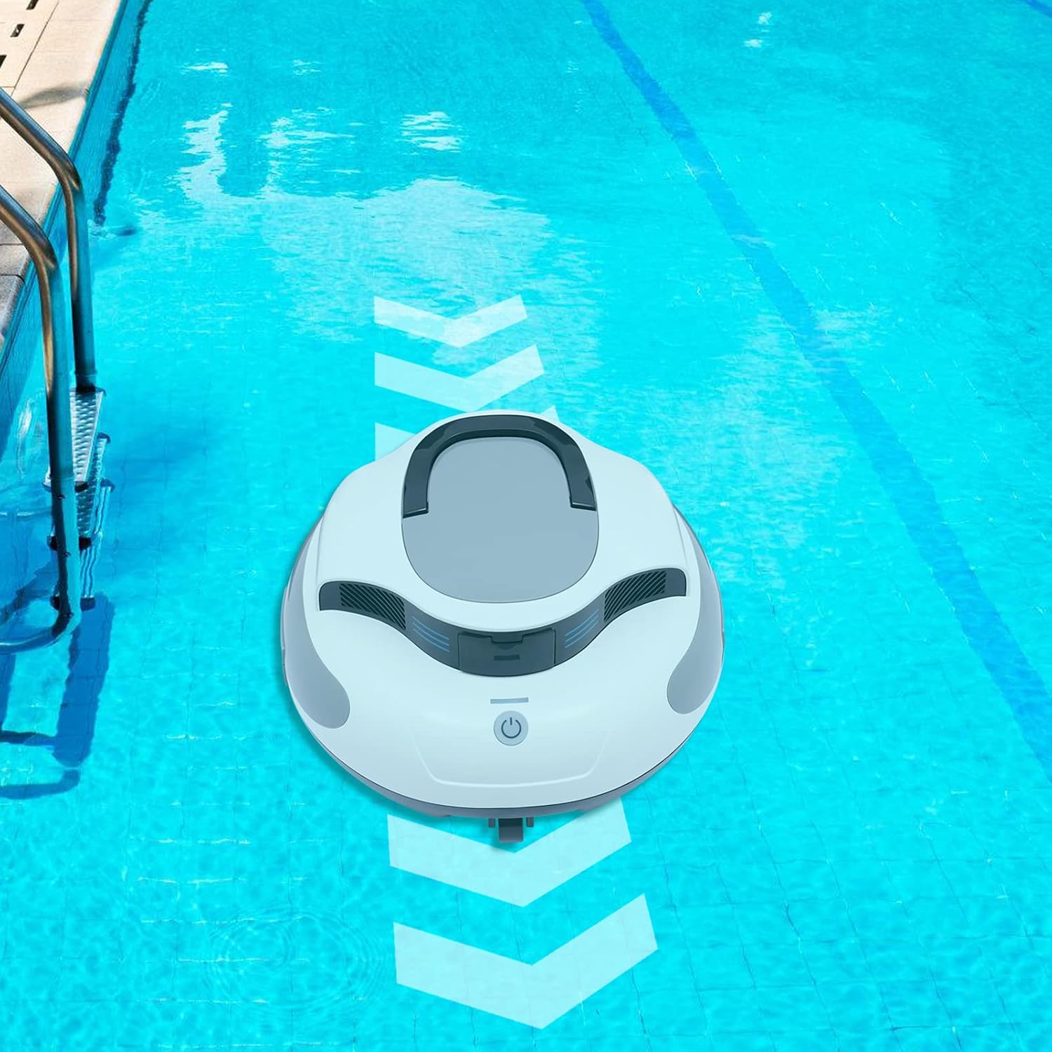 Robotic Cordless Pool Vacuum Cleaner - Automatic Swimming Pool Cleaning Machine with Powerful Suction, Dual Brushless Motors, 75 Mins Runtime, Ideal for Inground and Above Ground Pools up to 807 ft²