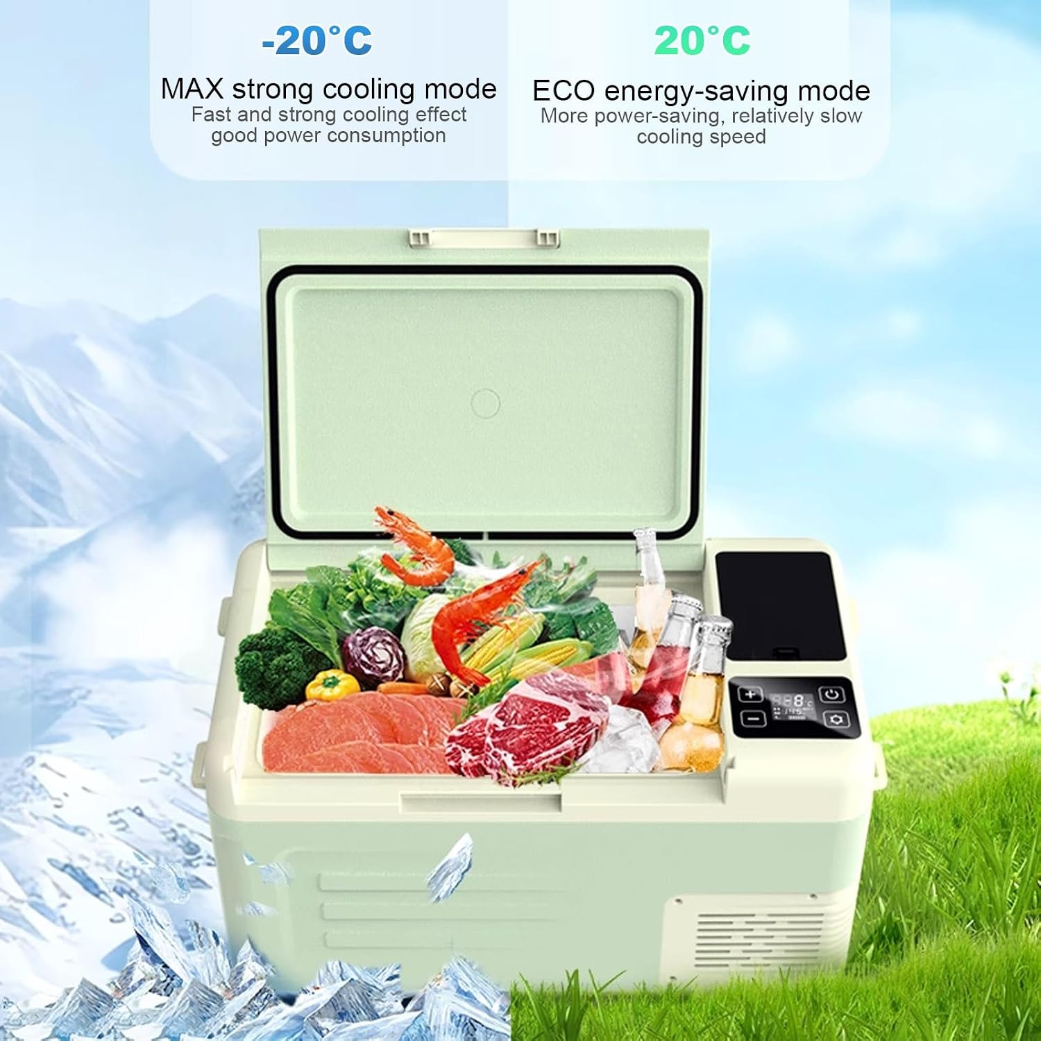 12 V Mini Car Refrigerator, RV Portable Car Fridge with Electric Compressor, for Camping, Truck, RV, Travel, Boat and Home Use