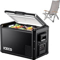 ICECO VL45 ProS 12 Volt Fridge with SECOP Compressor, 45L Portable Refrigerator Freezer, Multi-directional Lid, Dual USB & DC 12/24V, AC 110-240V, 0℉-50℉, for Car, RV, Outdoor |With Camping Chair Grey