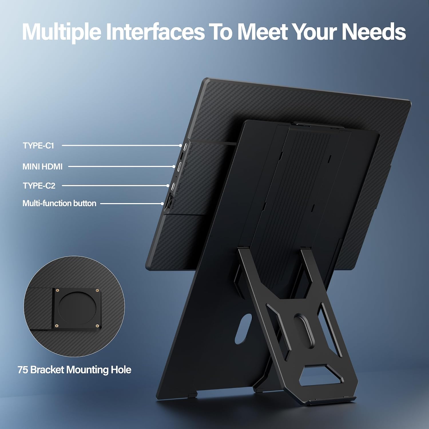 Laptop Screen Extender 16.1', 1920 * 1200 Portable Monitor with Detachable Frameless Display- 360° Rotatable Magnetic Stand, Dual Screen Plug & Play, Extra Monitor for Windows/Mac/Linux/Android