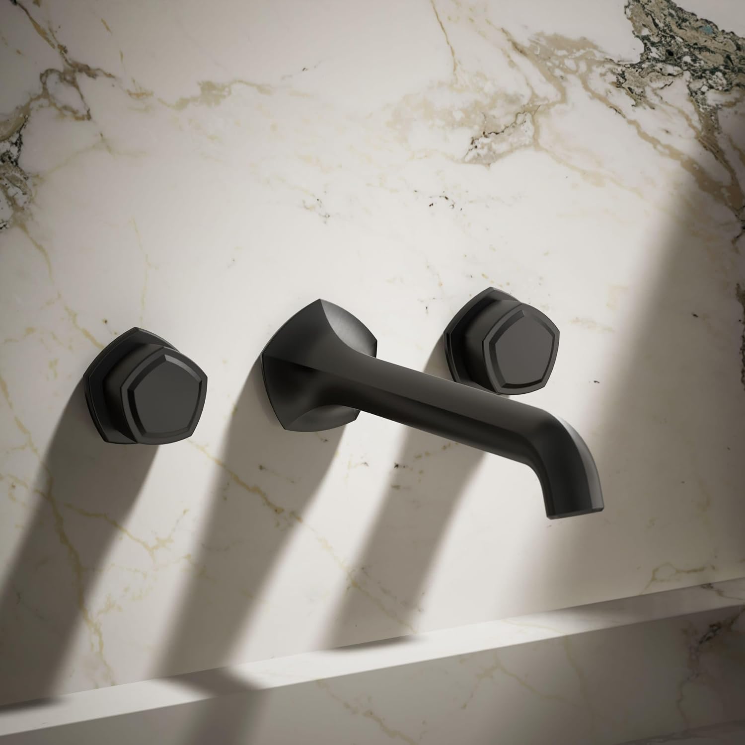 KOHLER K-T27013-9-BL Occasion Wall-Mount Bathroom Sink Faucet Knob Handle Trim, 1.2 GPM, Premium Durable Metal, Matte Black