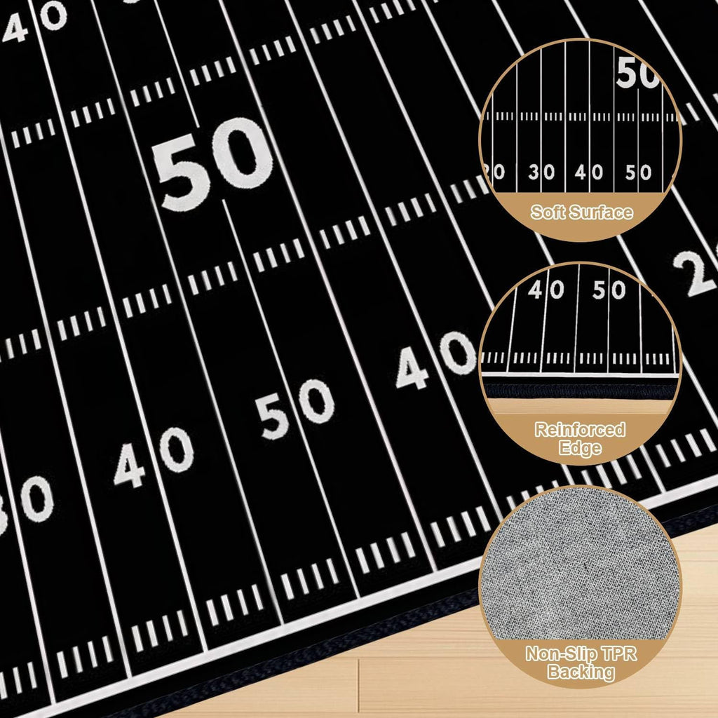 10x14 Area Rugs for Bedroom Boho Washable Rug for Living Room American Football Field Marking Football Field top View Carpet for Dining Room Soft Rubber Backed Non-Slip Carpets for Bedroom Office