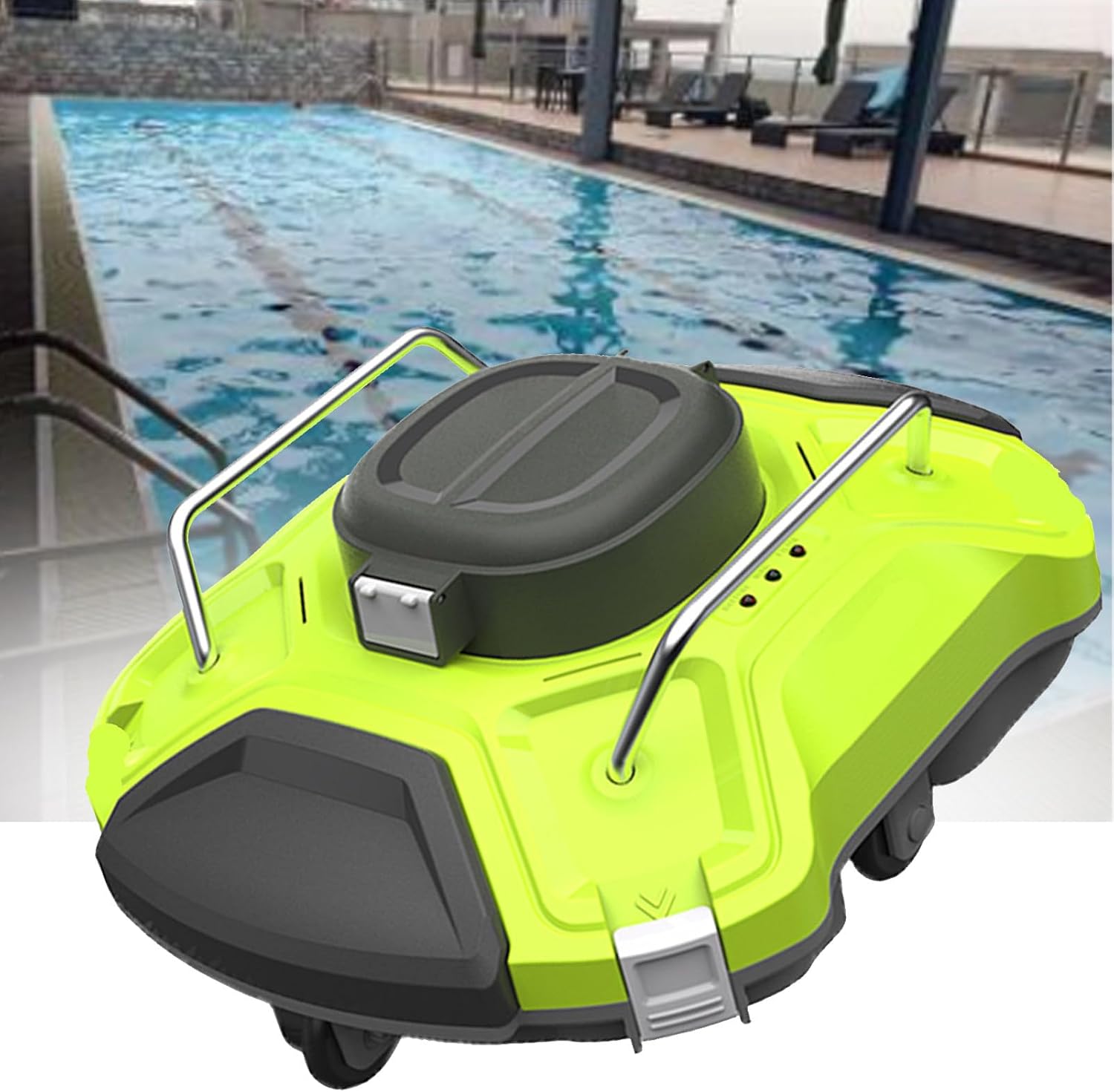 Automatic Pool Vacuum Cleaner, Waterproof Robot Pool Vacuum,Pool Cleaning Machine,Pool Automatic Vacuum Cleaner, with Strong Suction,Automatically Dock