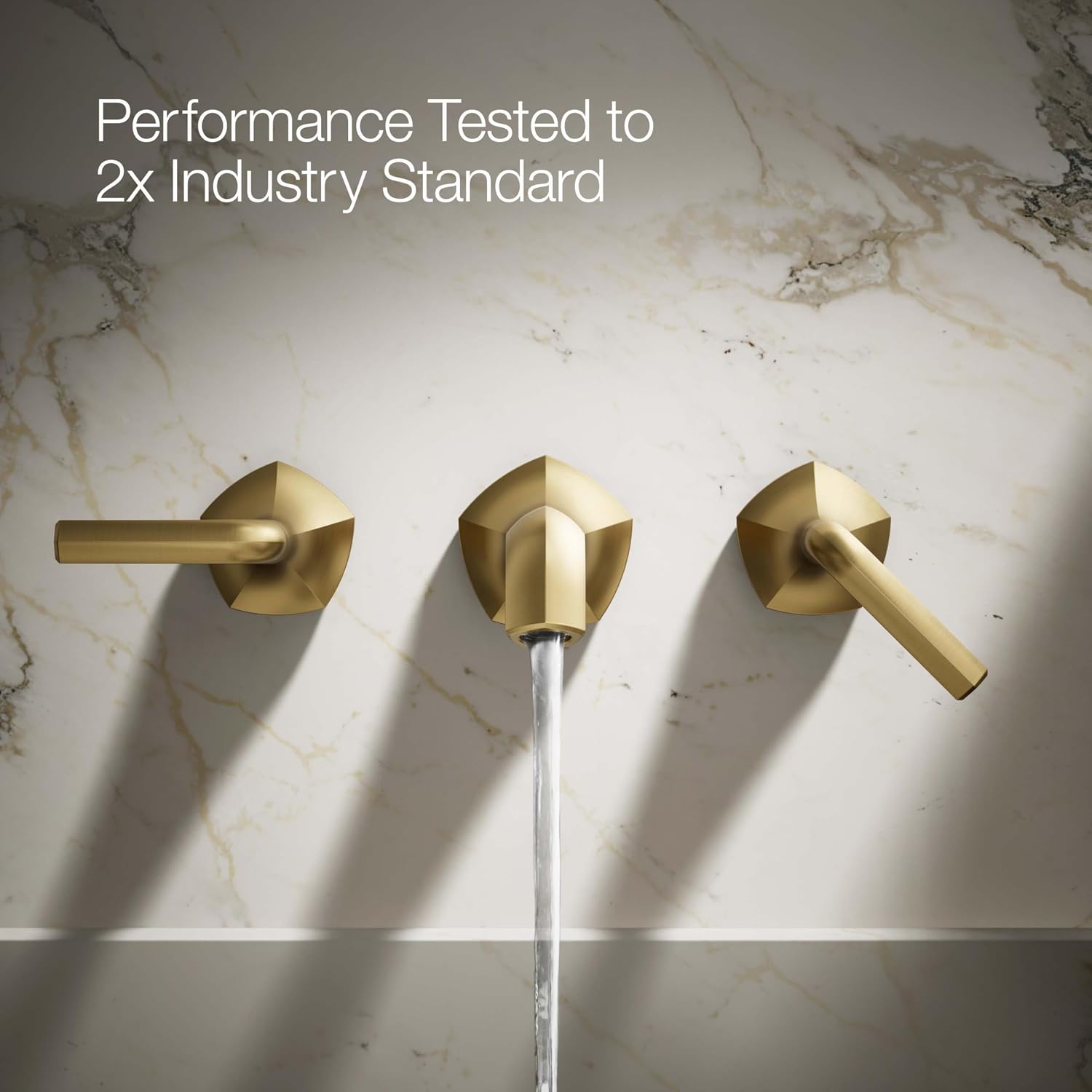KOHLER T27013-4-2MB Occasion Wall-Mount Bathroom Sink Faucet Lever Handle Trim in Vibrant Brushed Moderne Brass