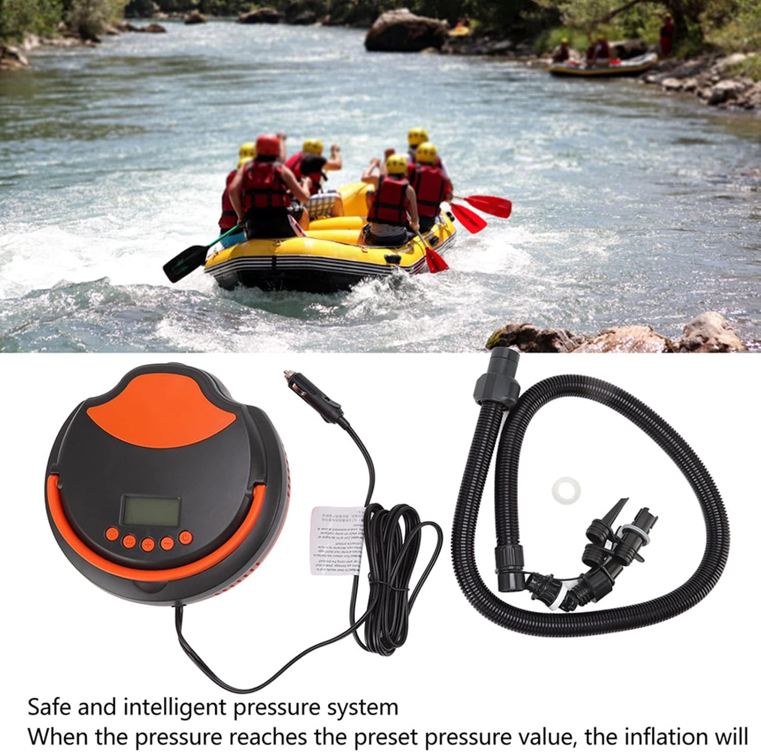 12V Car Electric Air Pump with LED Light and Display, High Pressure Inflatable Pump for Paddle Board, Surfboard, Rubber Boat