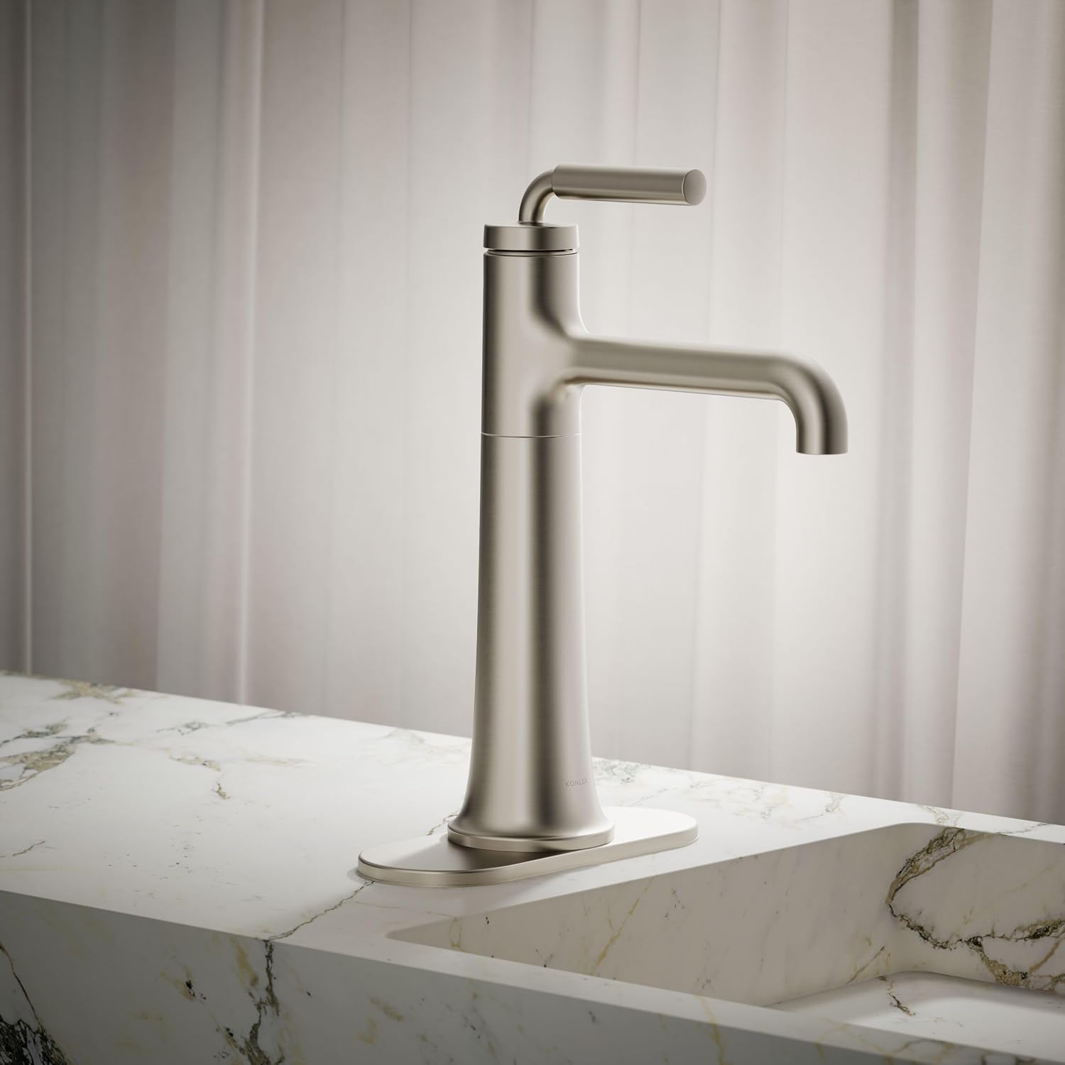 Kohler 26437-4-BN Tone™ Tall Single-Handle Bathroom Sink Faucet, 1.2 gpm, Vibrant Brushed Nickel