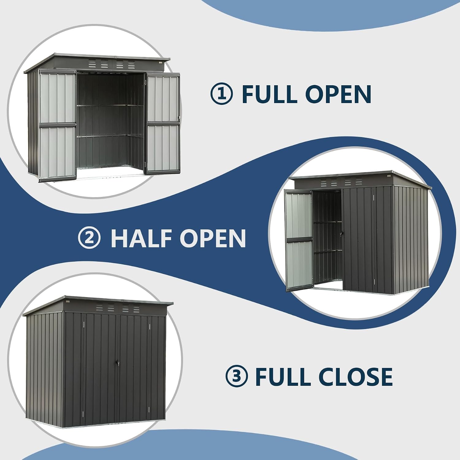 Domi Outdoor Storage Shed 5'x3', Metal Sheds Outdoor Storage Slope Roof with Lockable Doors & Air Vents for Patio Garden Backyard Lawn,Gray