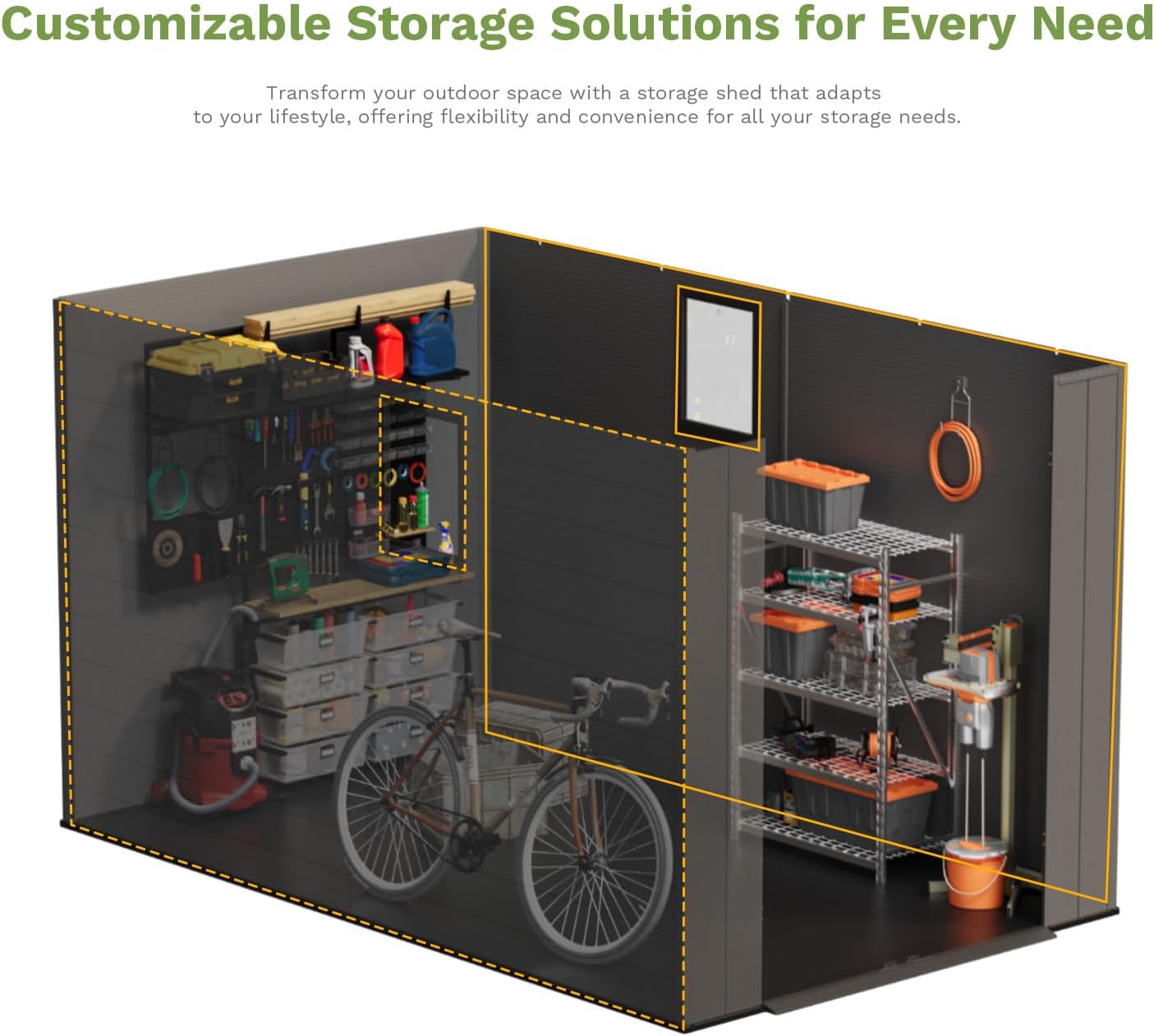 Patiowell 6x10FT Outdoor Storage Shed with Floor,Resin Garden Shed with Lockable Door and Window, Backyard Storage (Dark Grey)