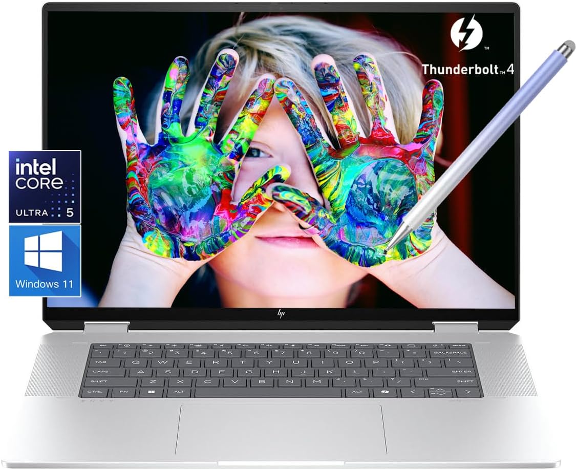 HP Envy 2-in-1 Laptop, 16' Wide Ultra XGA (1920 x 1200) Touchscreen, Intel Core Ultra 5-16GB Memory, 512GB PCIe SSD, 5MP IR Camera, Thunderbolt 4, Windows 11, w/Stylus (16GB RAM | 512GB PCIe SSD)