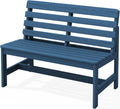SERWALL Outdoor Bench, All Weather HDPE Outdoor Benches, 2-Person Armless Porch Bench with 600 lbs Weight Capacity, Patio Benches for Outdoors, Porch, Park and Dining, Navy
