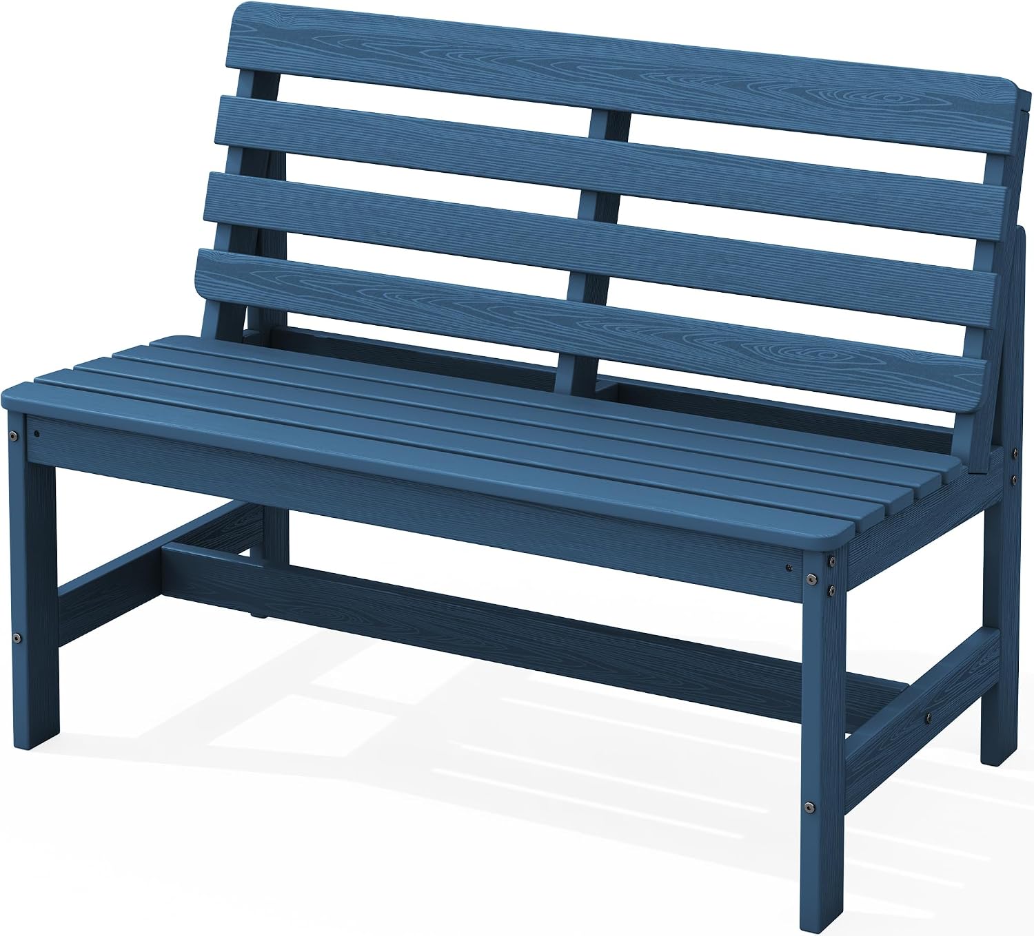 SERWALL Outdoor Bench, All Weather HDPE Outdoor Benches, 2-Person Armless Porch Bench with 600 lbs Weight Capacity, Patio Benches for Outdoors, Porch, Park and Dining, Navy