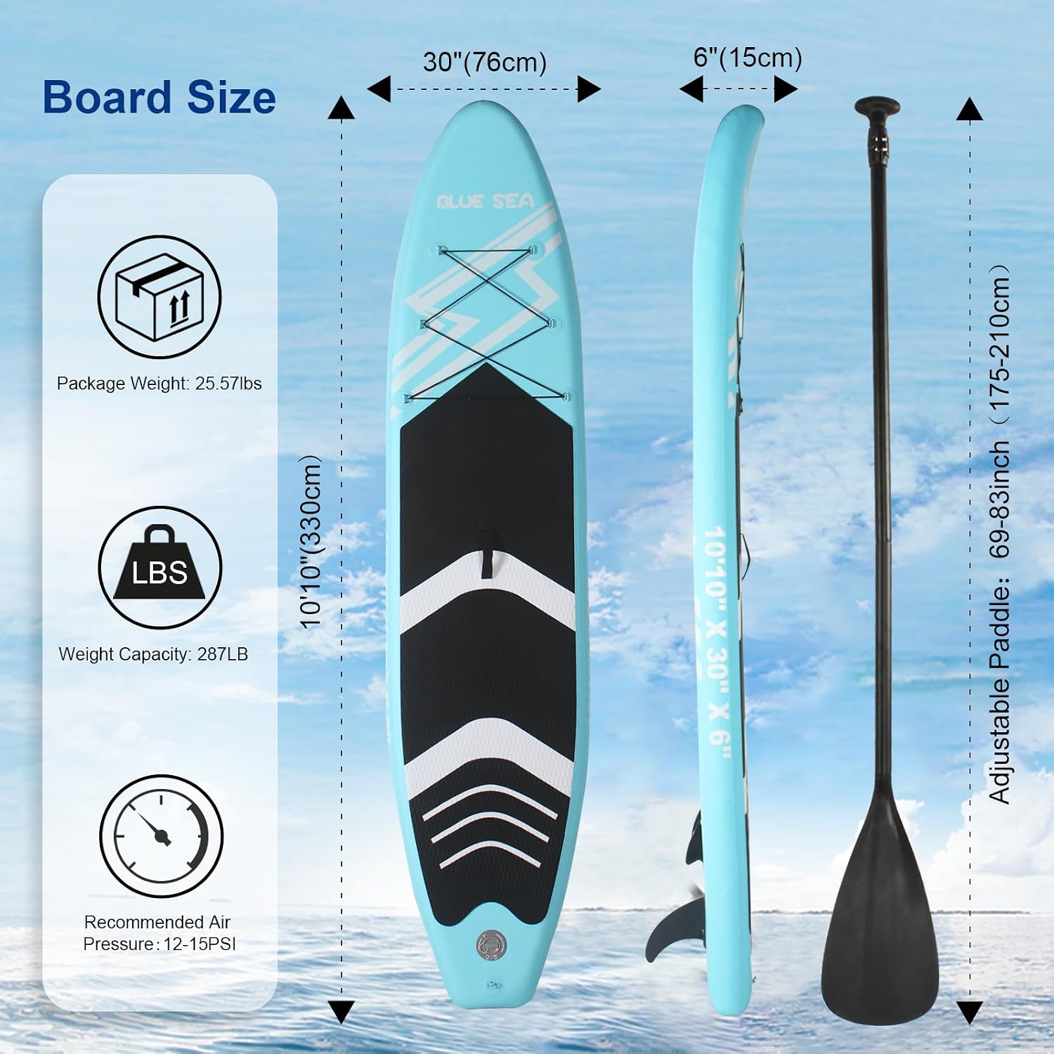 Inflatable Stand up Paddle Board, Extra Wide SUP, with Premium Paddleboard Accessories, Hand Pump, Backpack, Adult & Youth, for Yoga Fishing Paddling