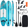 Inflatable Stand Up Paddle Board,10'4'×32'×6' Surfing Standing Paddle Board with SUP Accessories & Backpack, Non-Slip Deck,Removable Fins,Leash,Paddle,Hand Pump for Youth & Adult(Lake Blue)
