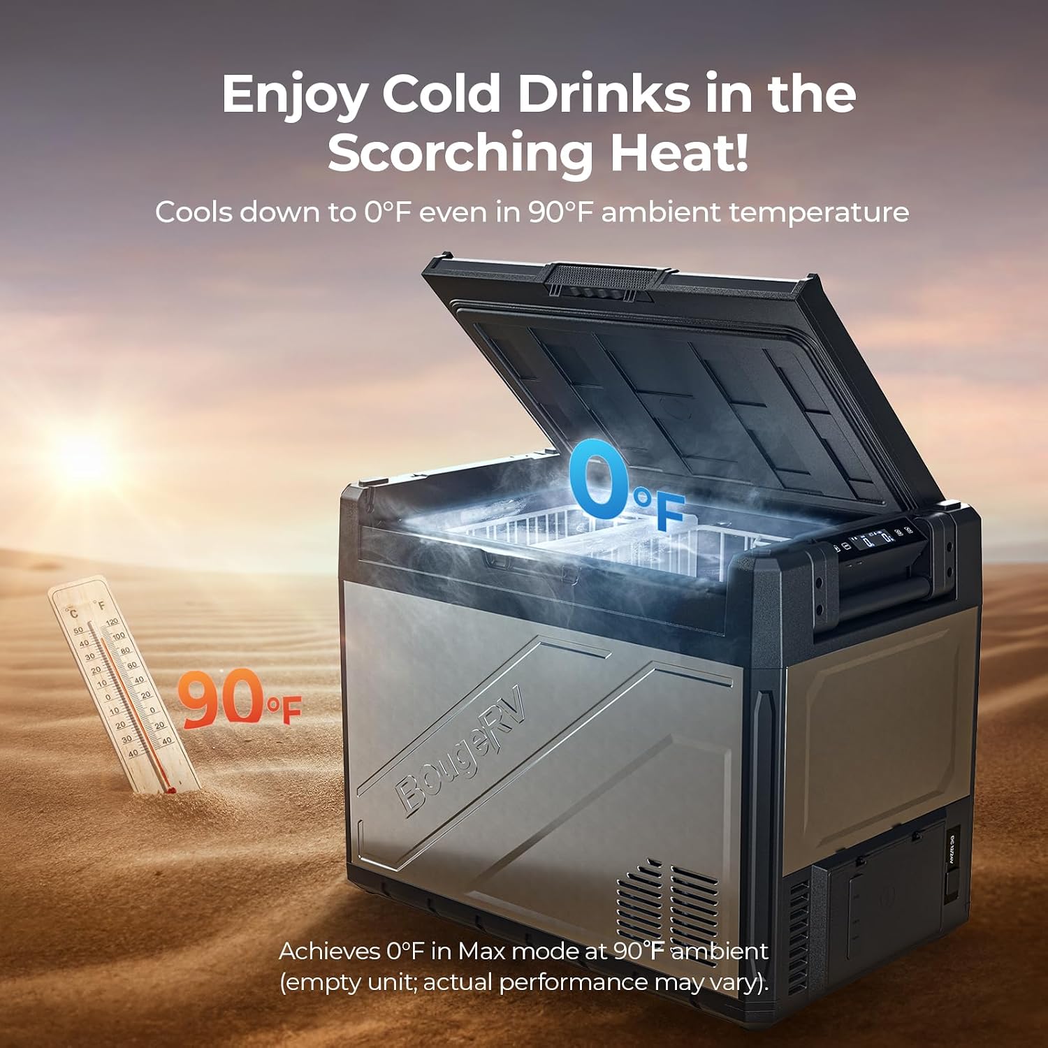 BougeRV 12 Volt Portable Refrigerator, 69 Quart Dual Zone Car Fridge Freezer with APP Control, Compressor Cooler 12/24V DC, 110~240V AC for Overlanding, Camping, Travel, RV(2026 New Model: Rocky V3.0)