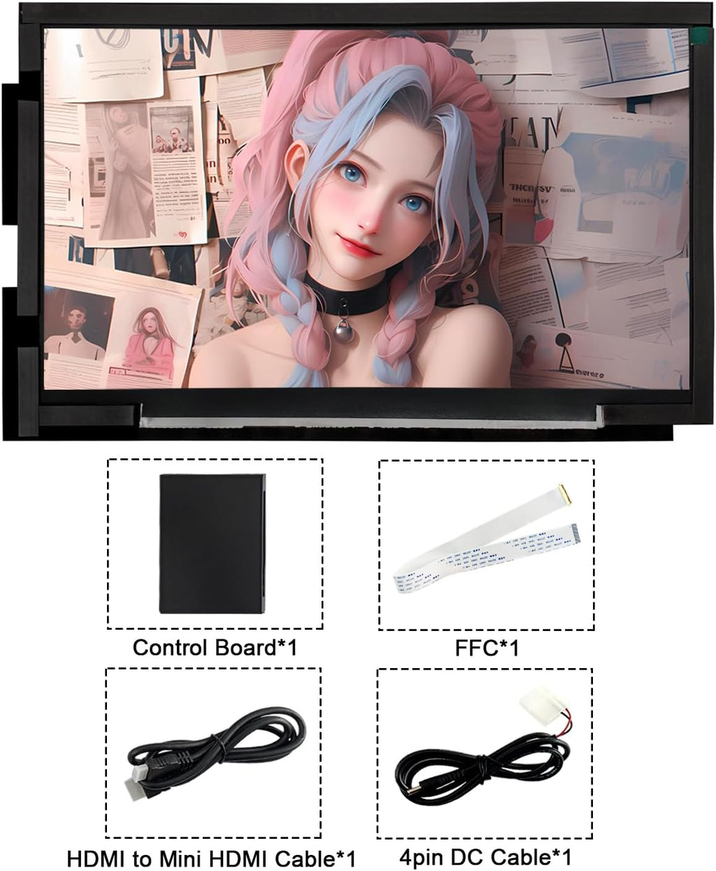 wisecoco 14 Inch LCD Screen for Lian Li O11 Mini PC Case FHD 1920x1080 Laptop Screen Replacement PC Secondary Display HDMI 72% NTSC (Black)